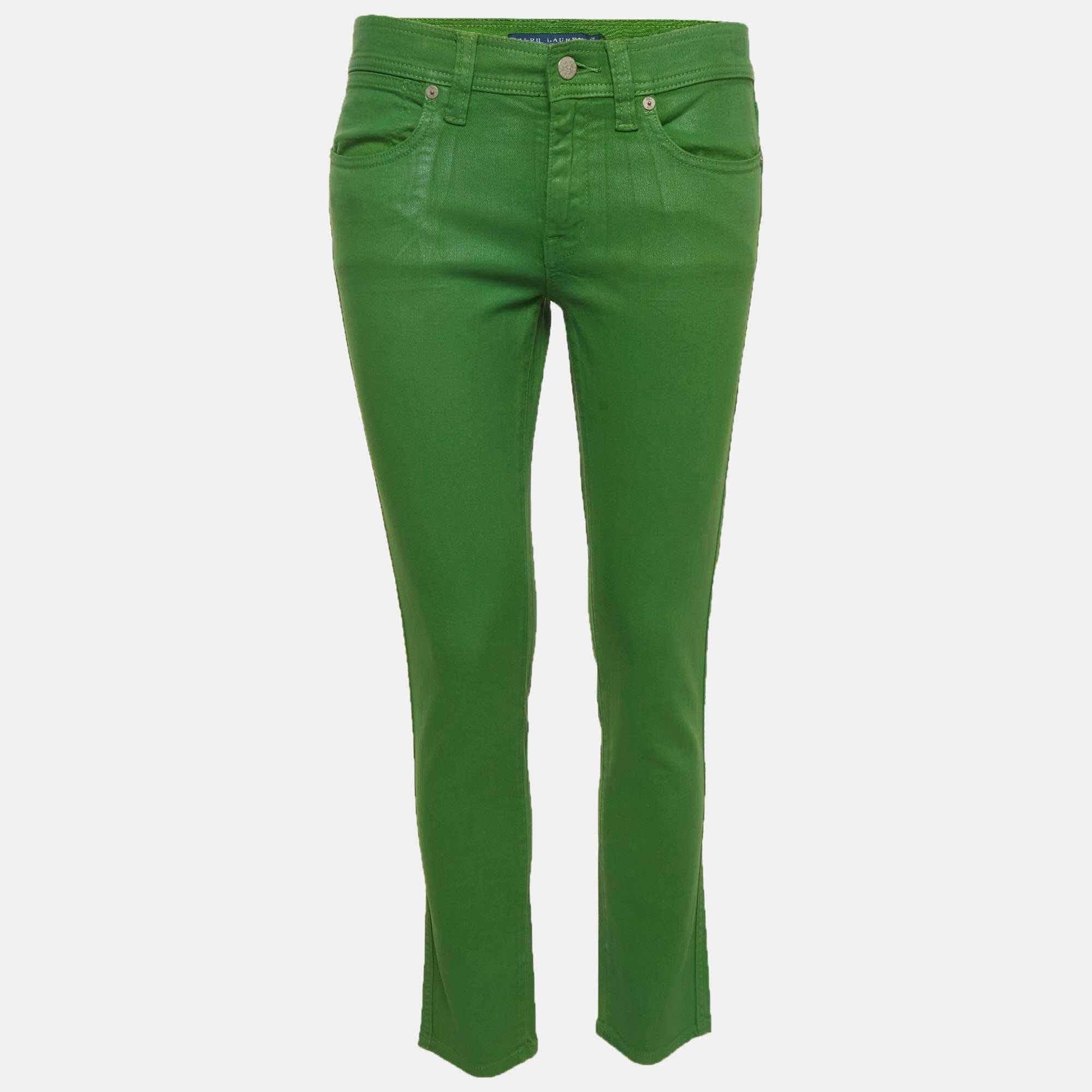 Ralph Lauren Green Stretch Denim Skinny Jeans M/waist