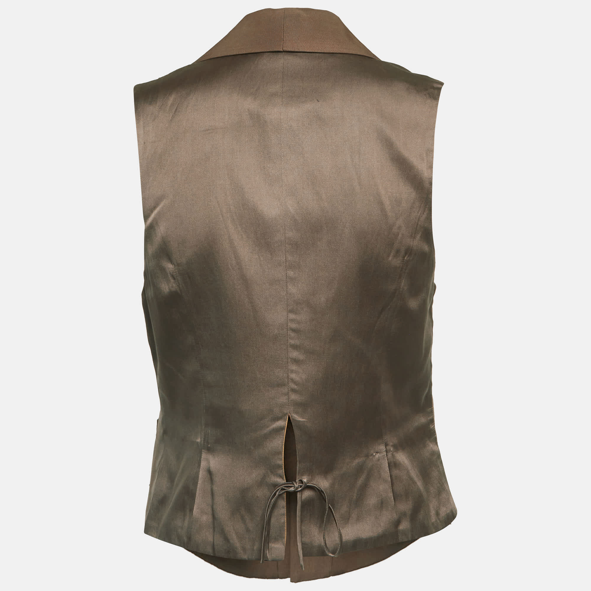 Ralph Lauren Brown Gabardine Floral Embroidered Waistcoat