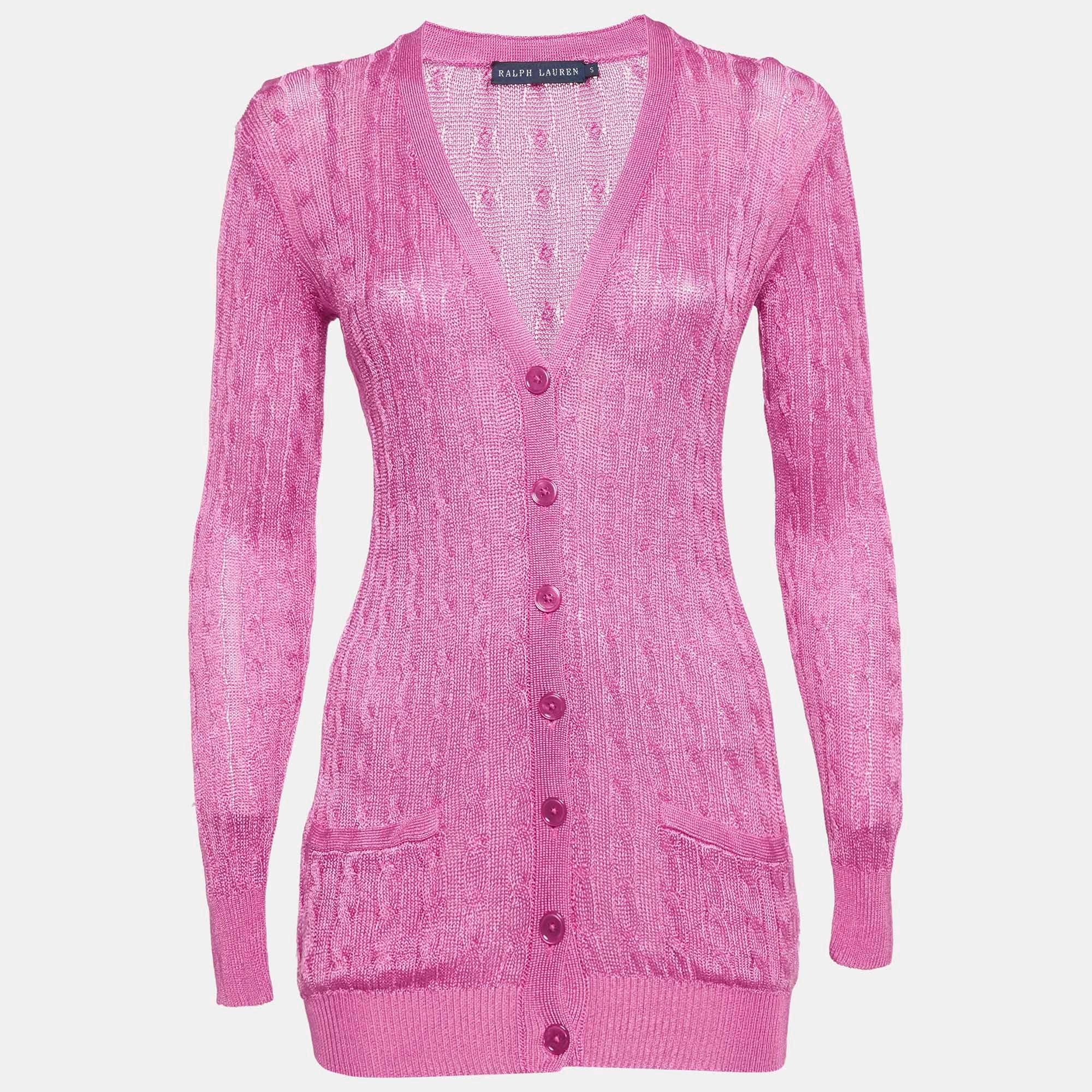 Ralph Lauren Pink Cable Knit Cardigan