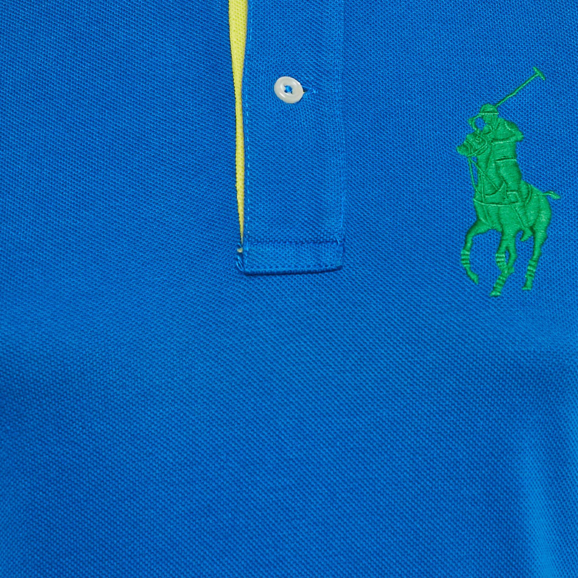 Ralph Lauren Blue Logo Embroidered Cotton Pique Polo T - Shirt