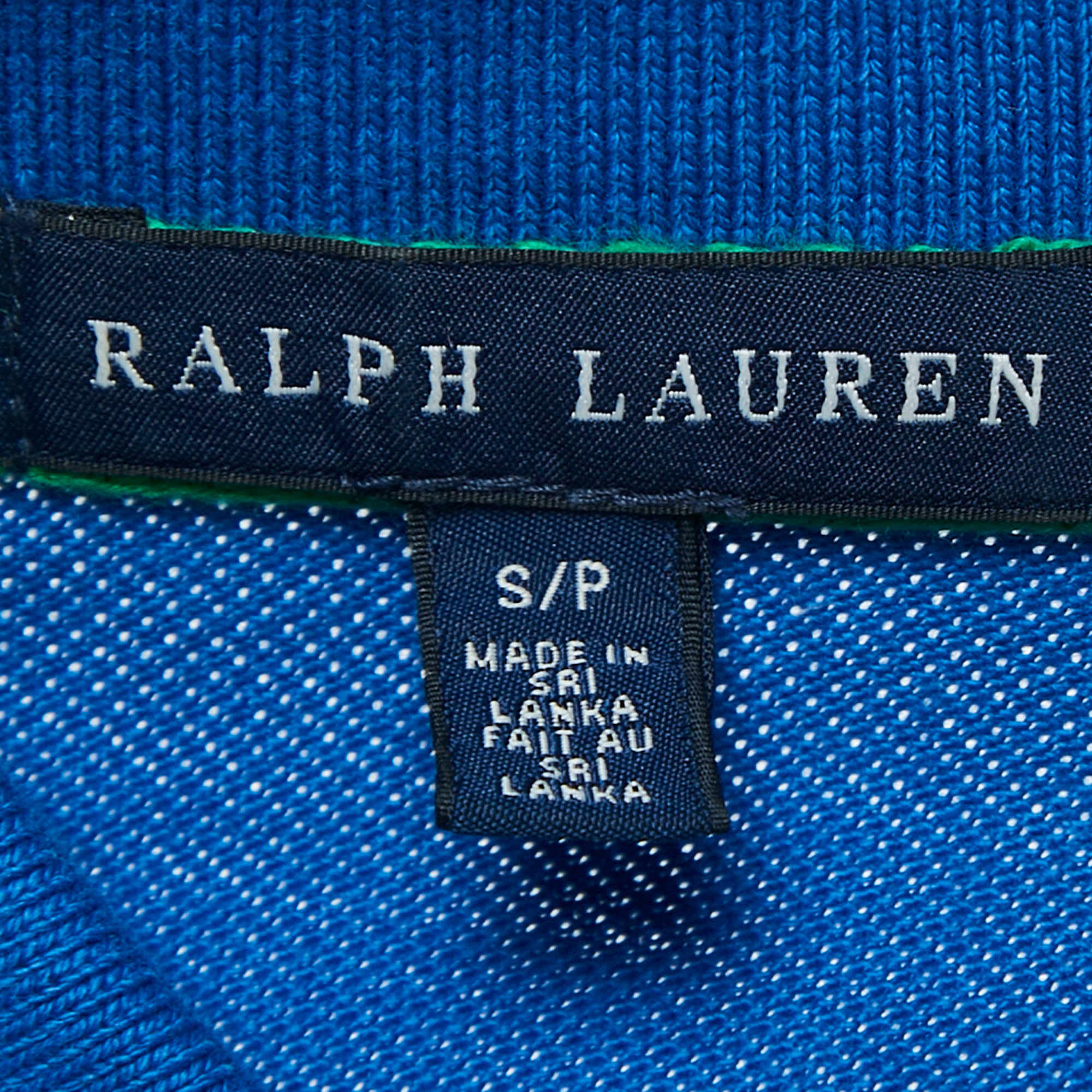 Ralph Lauren Blue Logo Embroidered Cotton Pique Polo T - Shirt