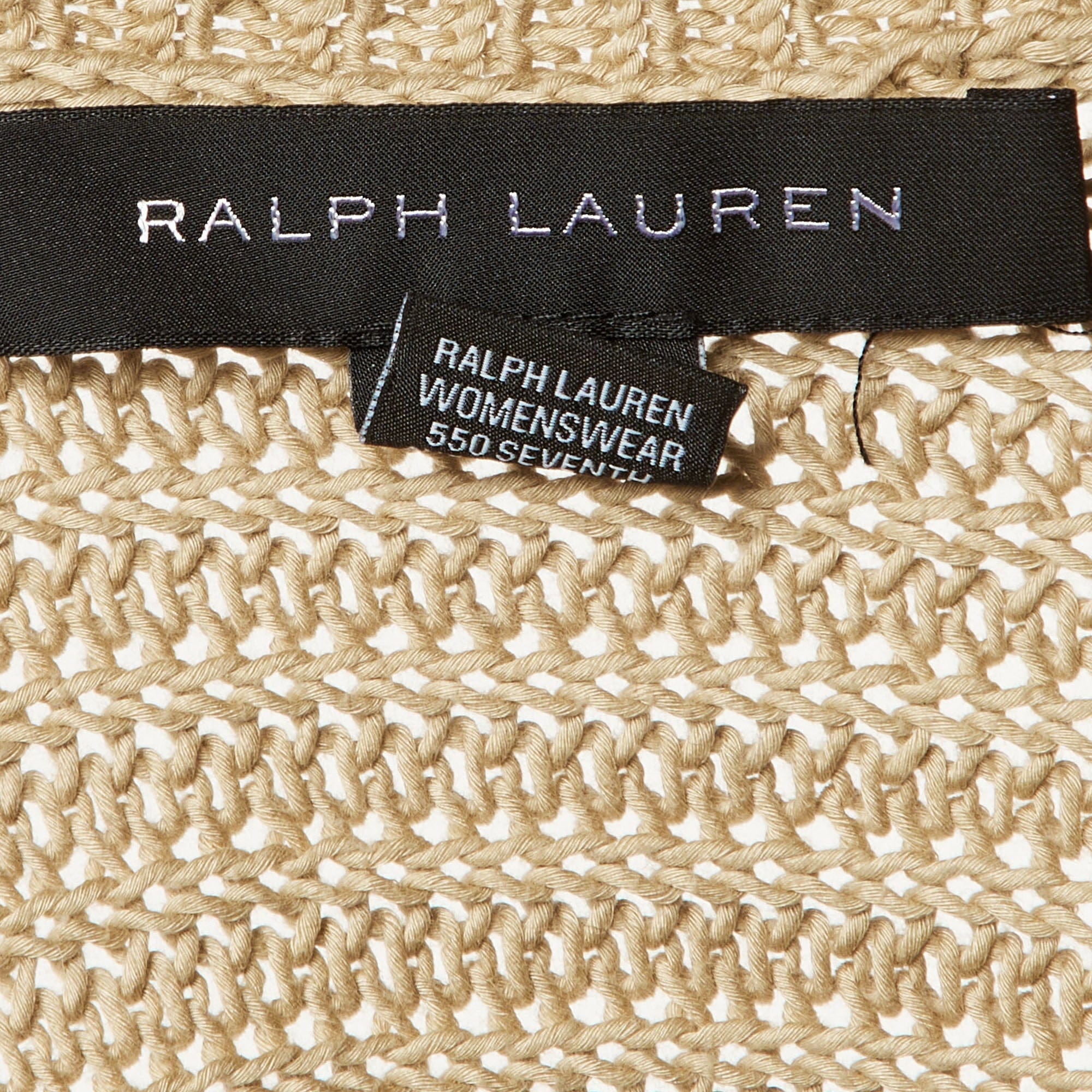 Ralph Lauren Beige Cotton Knit V - Neck Jumper
