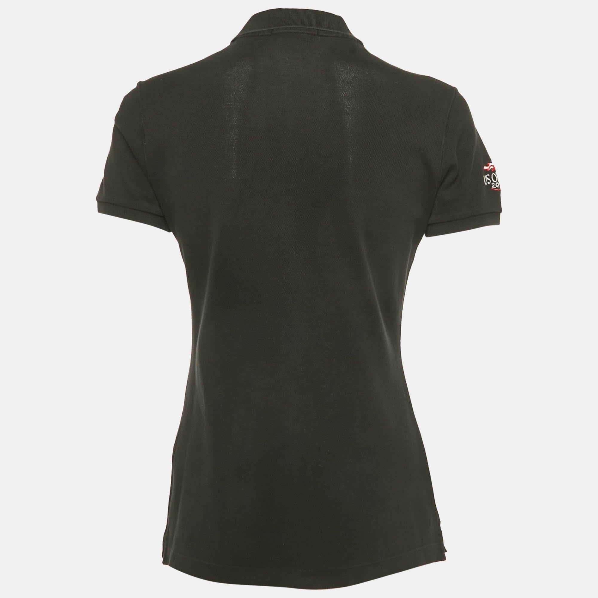 Ralph Lauren Black Logo Embroidered Cotton Polo T - Shirt