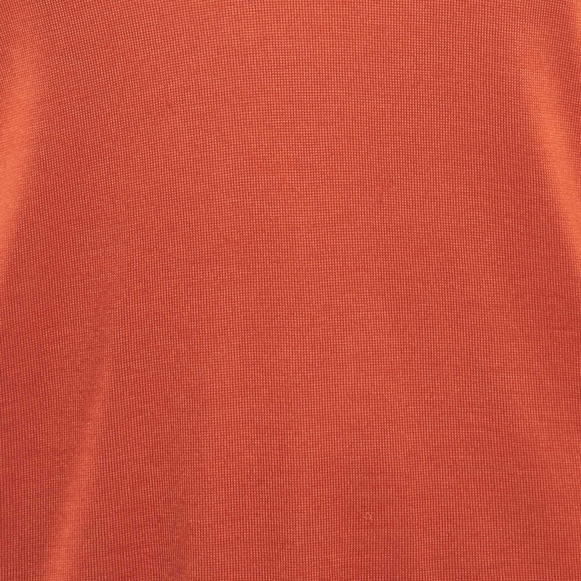 Ralph Lauren Orange Silk And Cashmere Long Sleeve Sweater Top