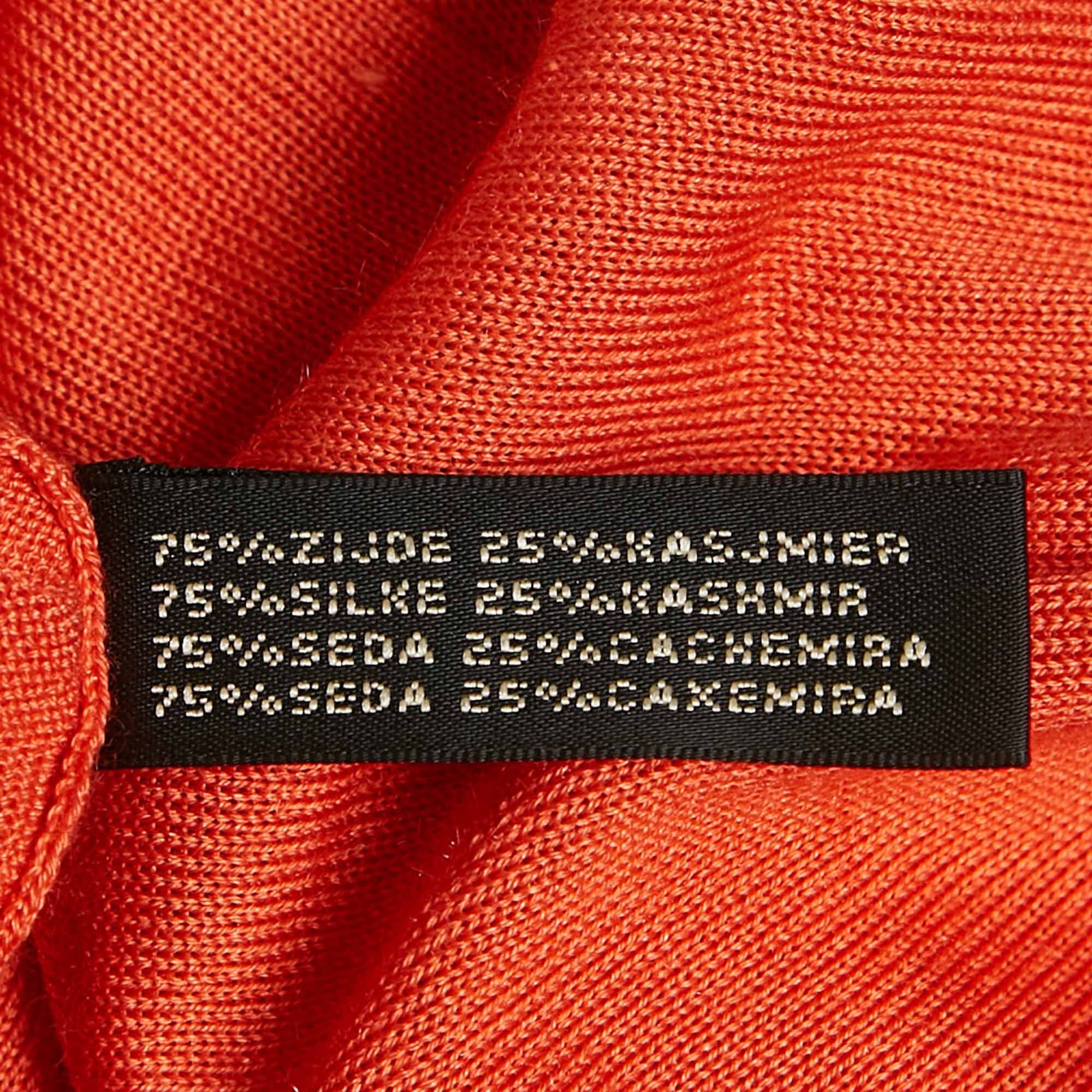 Ralph Lauren Orange Silk And Cashmere Long Sleeve Sweater Top