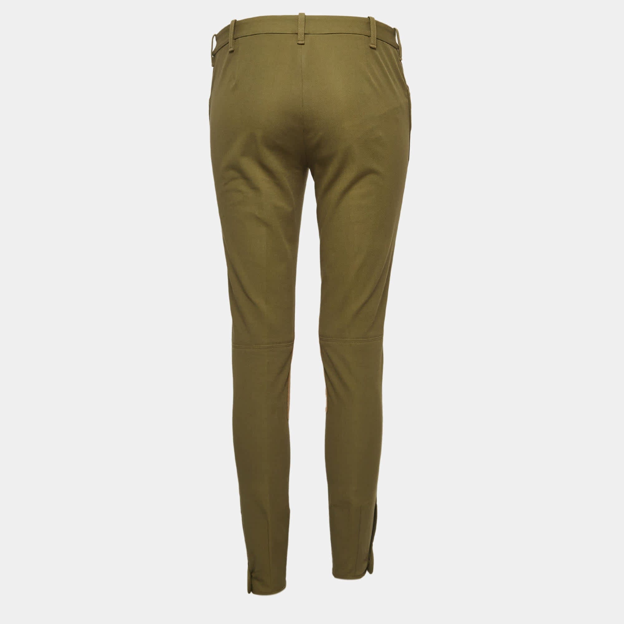 Ralph Lauren Green Suede Trim Cotton Breeches Pants