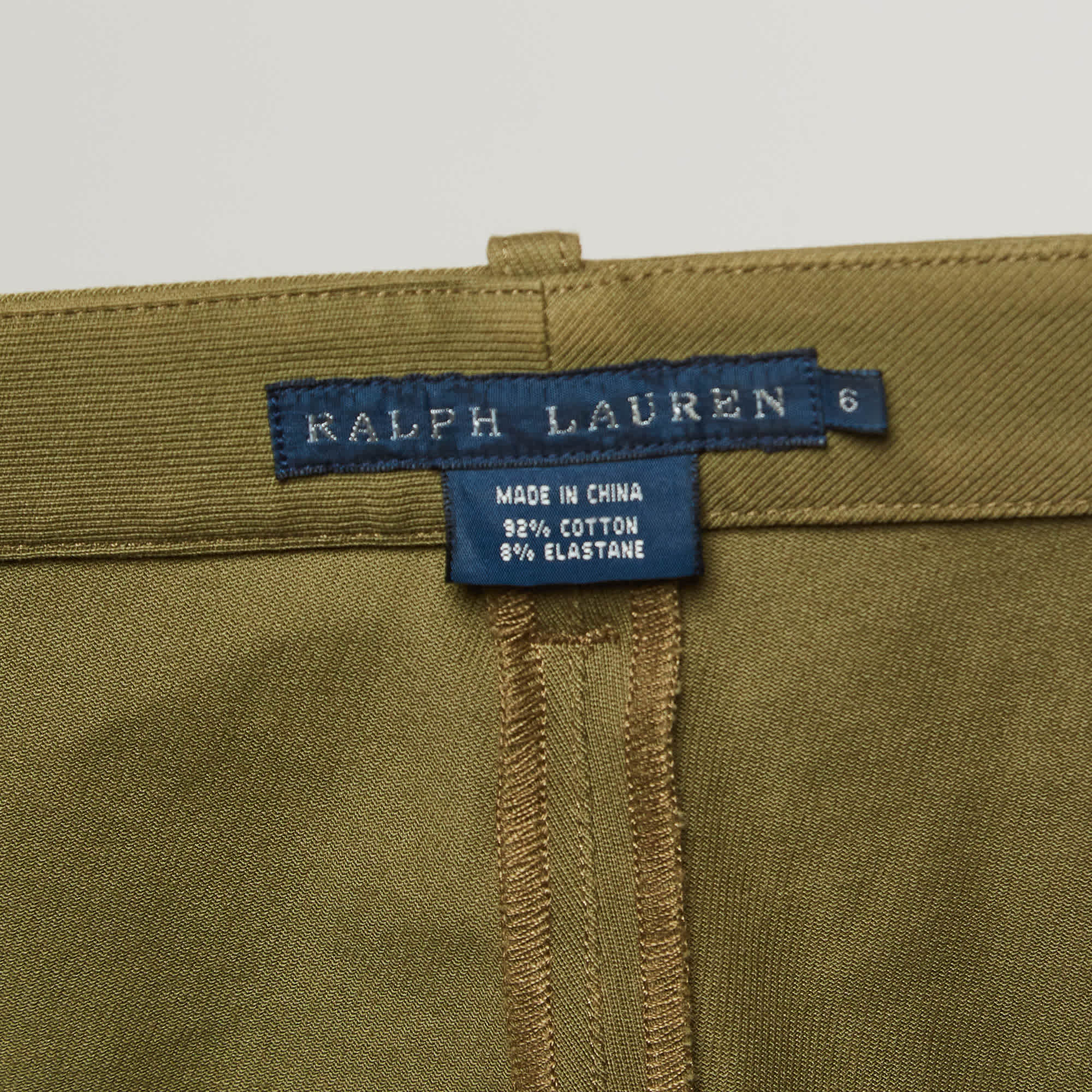 Ralph Lauren Green Suede Trim Cotton Breeches Pants