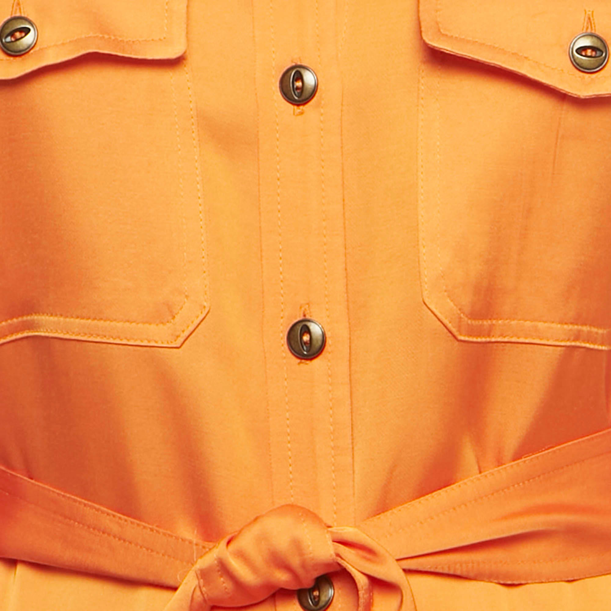 Ralph Lauren Orange Satin Belted Shirt Dress