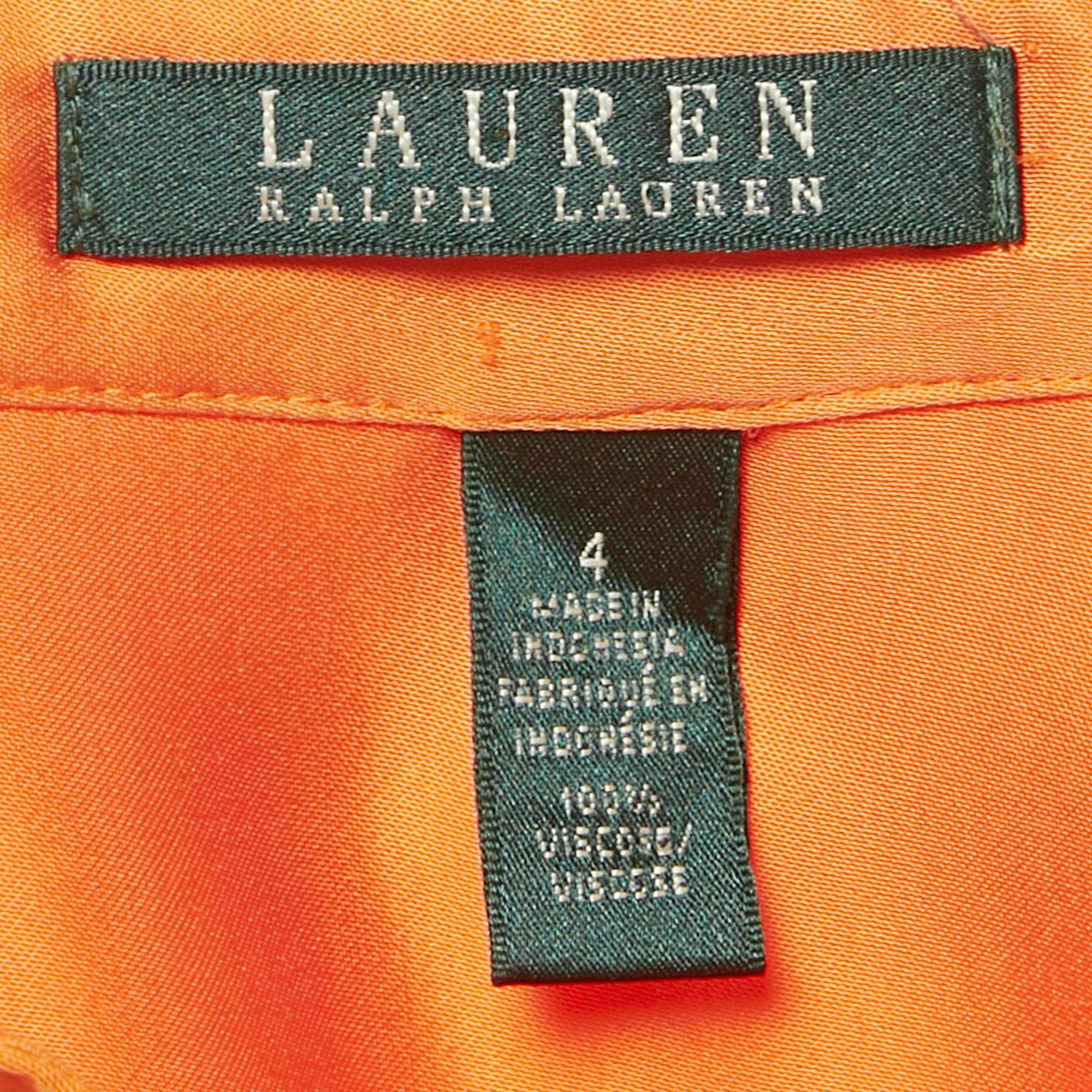 Ralph Lauren Orange Satin Belted Shirt Dress