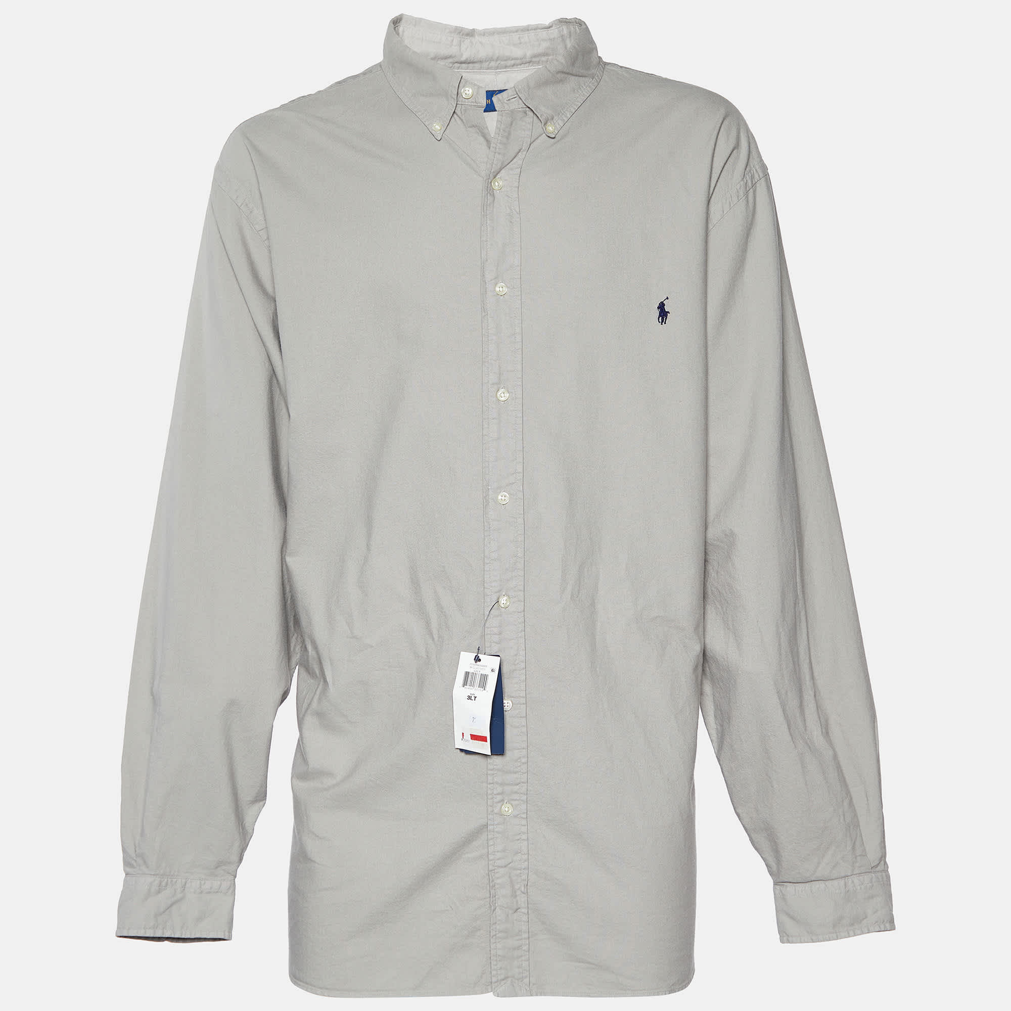 Ralph Lauren Chalk Grey Cotton Button Front Shirt 3Xl