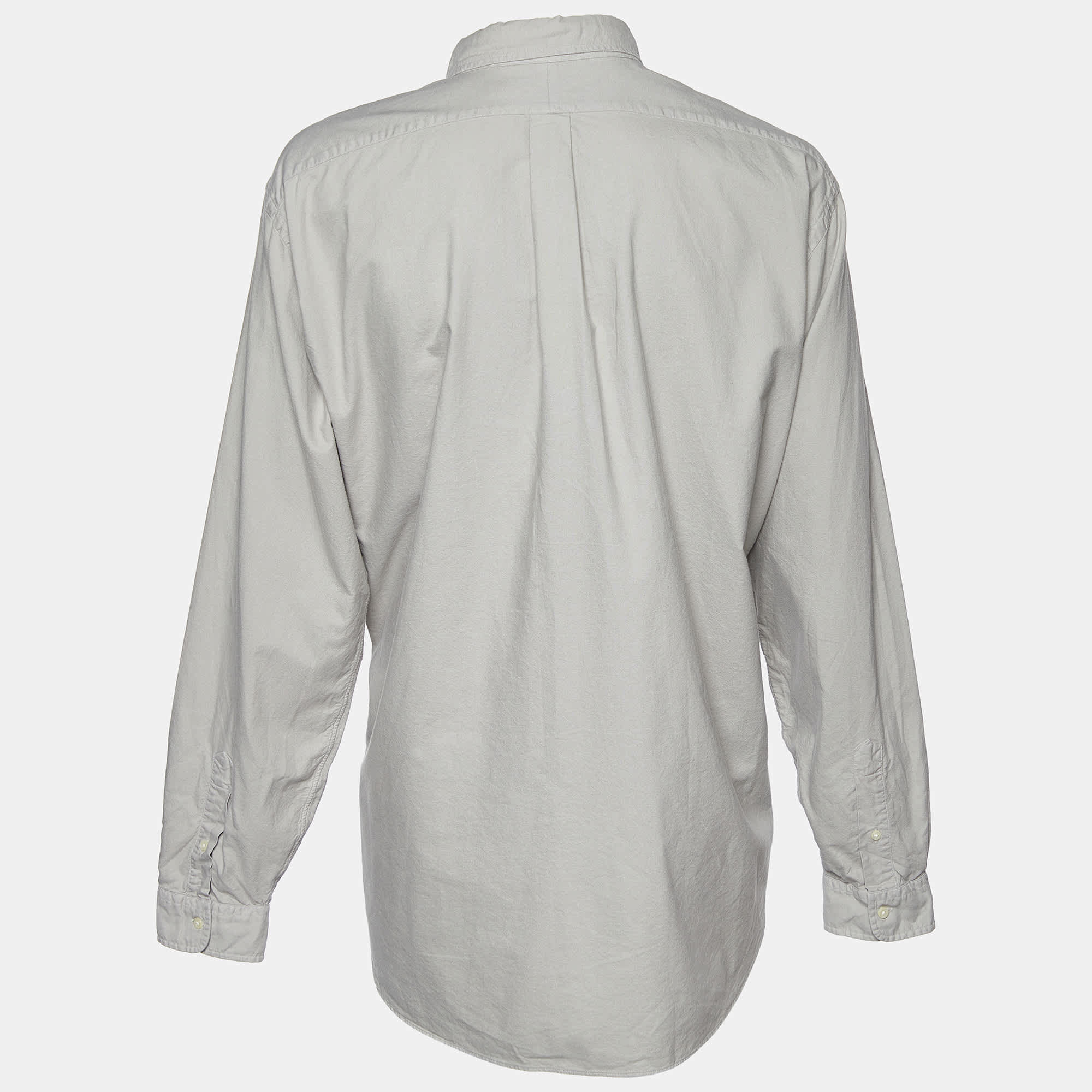 Ralph Lauren Chalk Grey Cotton Button Front Shirt 3Xl