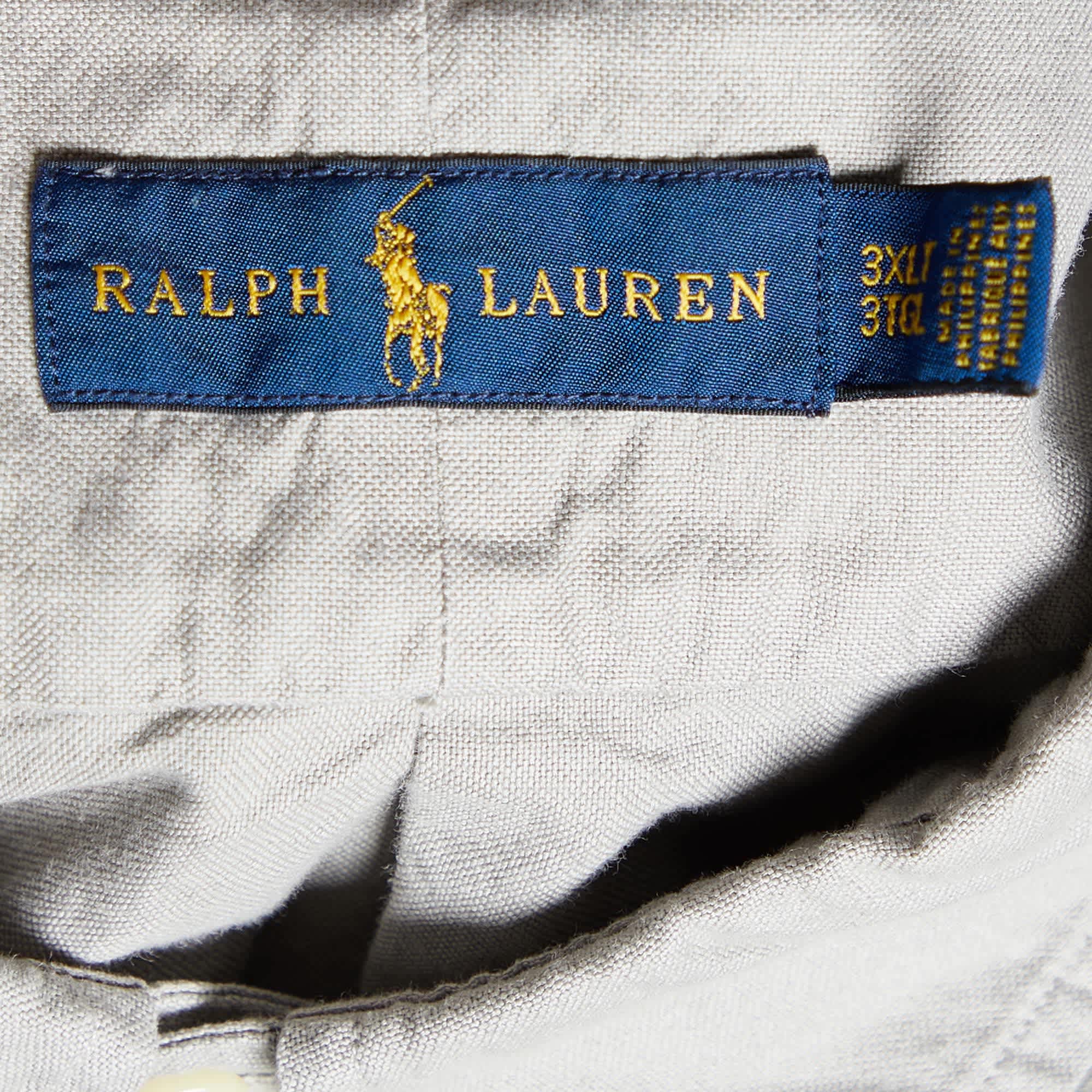 Ralph Lauren Chalk Grey Cotton Button Front Shirt 3Xl