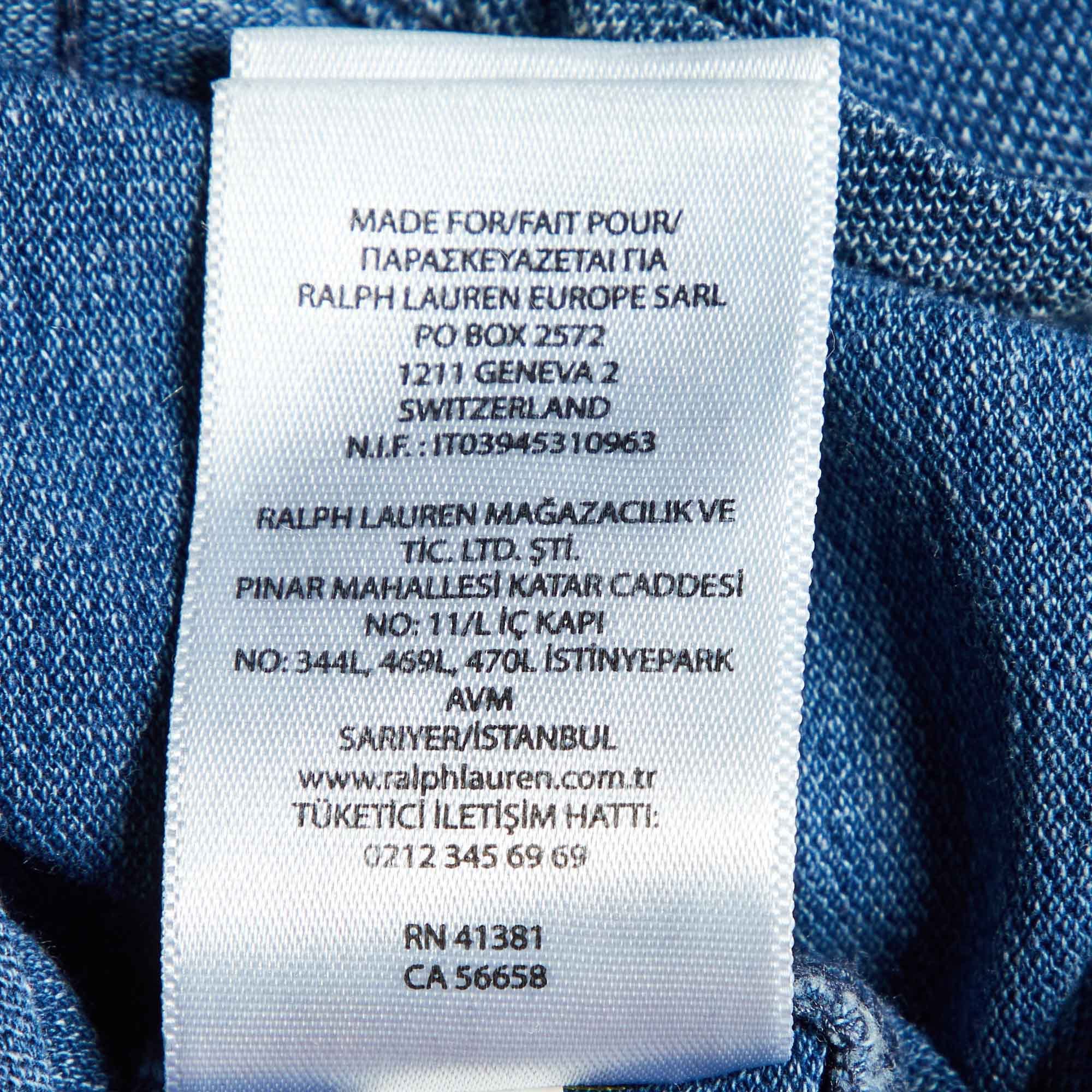 Ralph Lauren Blue Cotton Featherweight Mesh Button Down Shirt