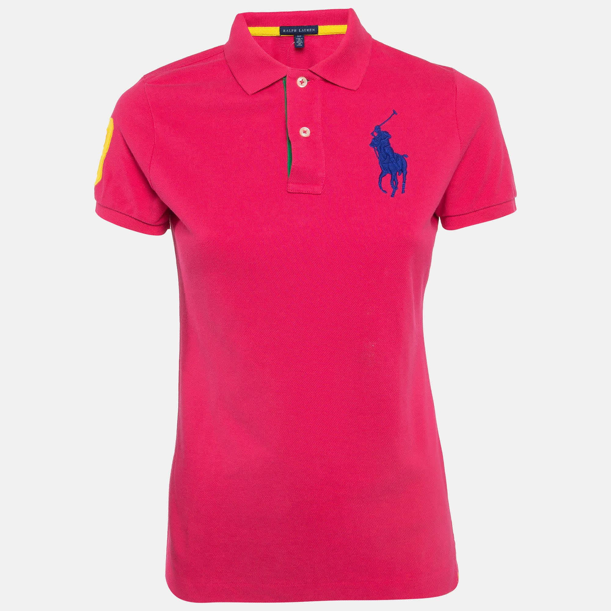 Ralph Lauren Pink Embroidered Cotton Pique Polo T - Shirt