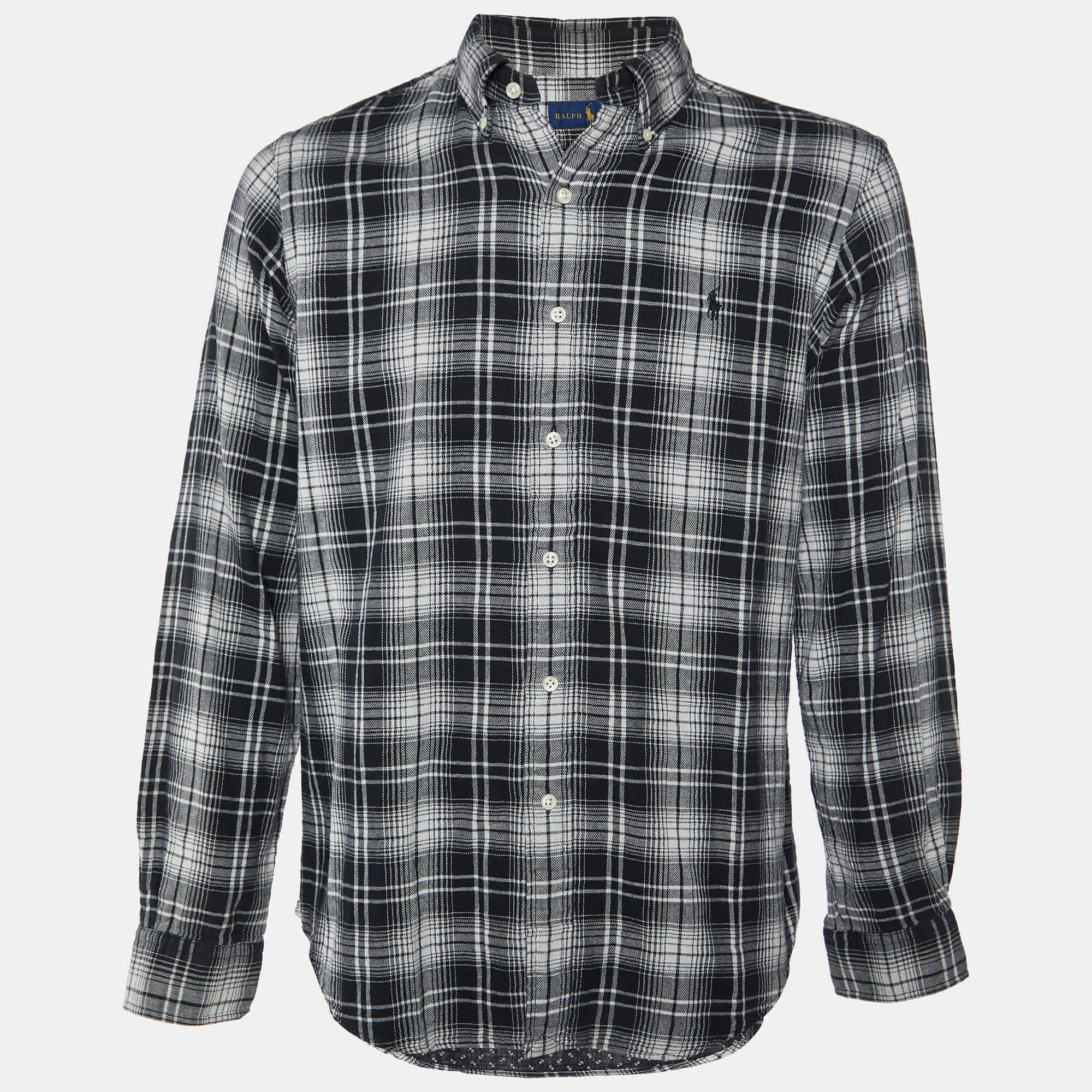 Ralph Lauren Monochrome Plaid Check Cotton Button Down Shirt