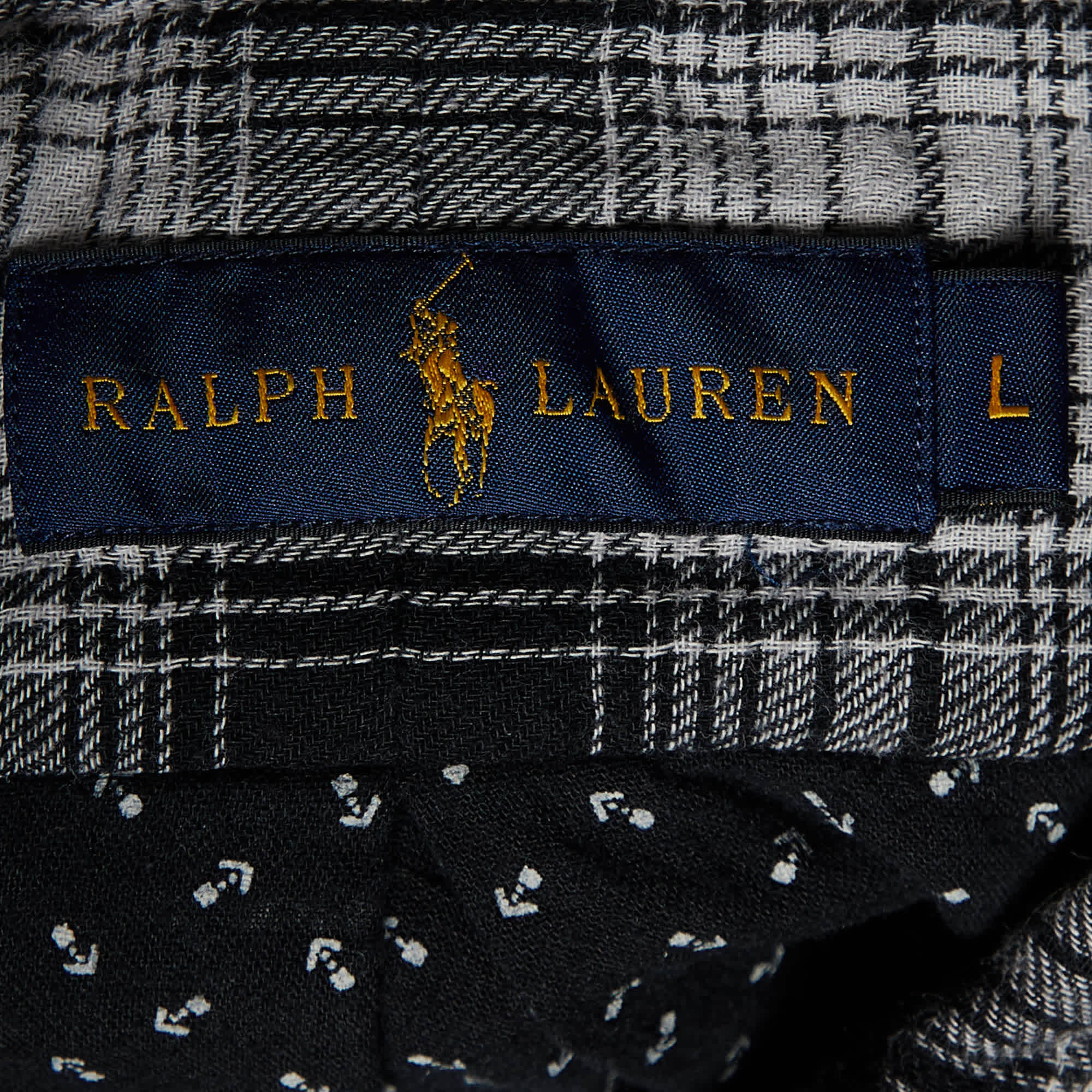 Ralph Lauren Monochrome Plaid Check Cotton Button Down Shirt