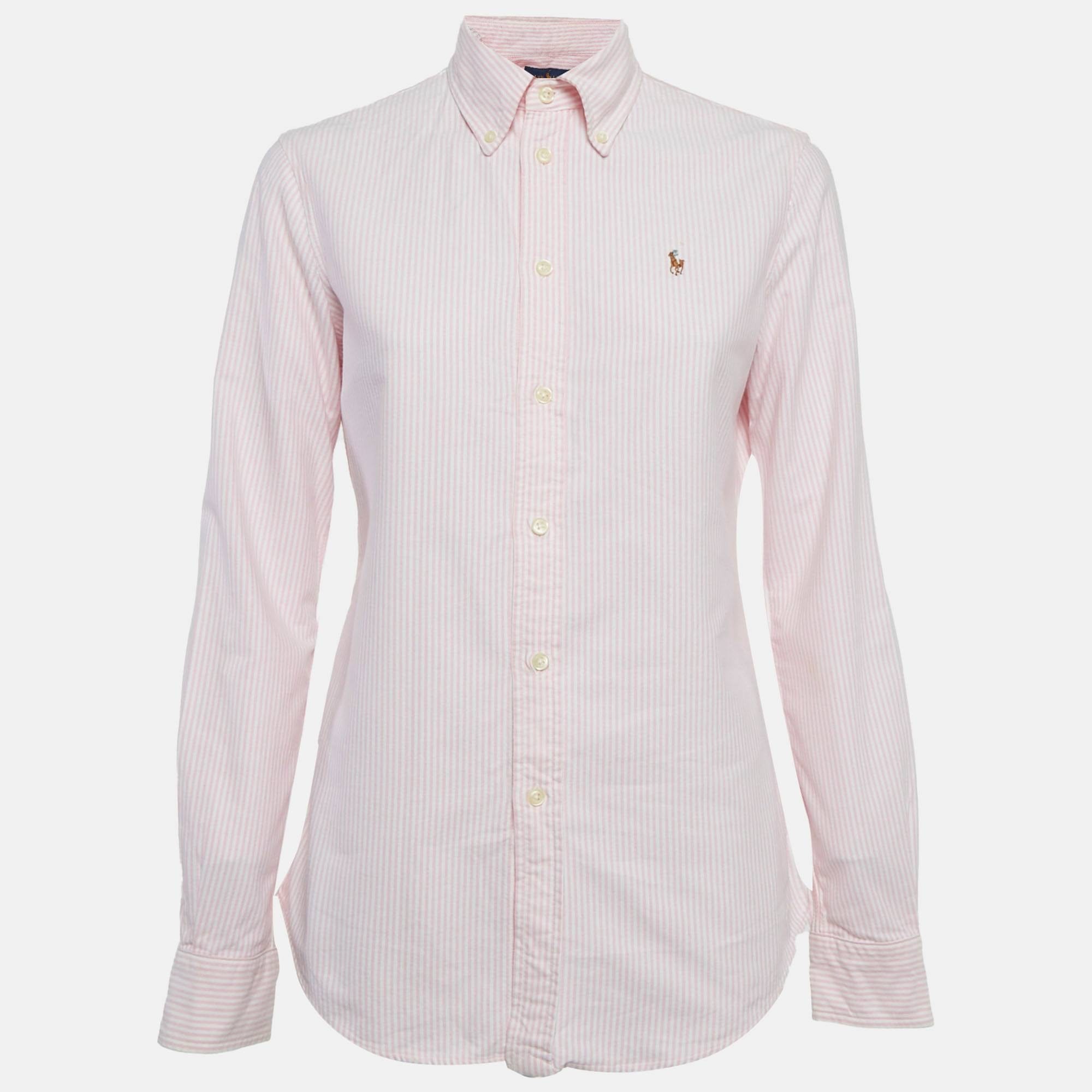 Ralph Lauren Pink Striped Cotton Slim Fit Shirt