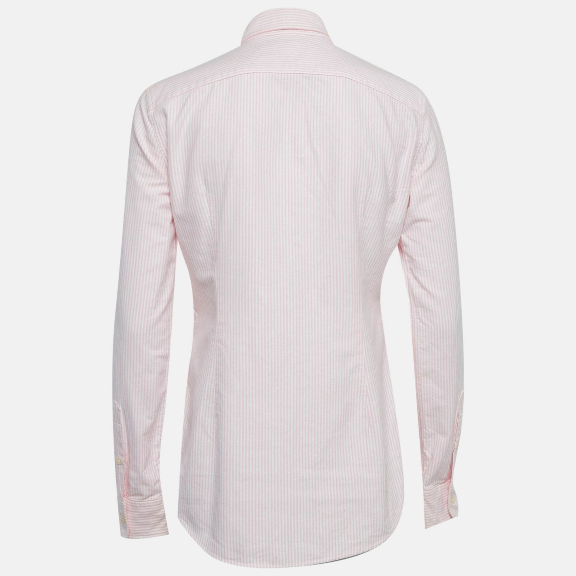 Ralph Lauren Pink Striped Cotton Slim Fit Shirt