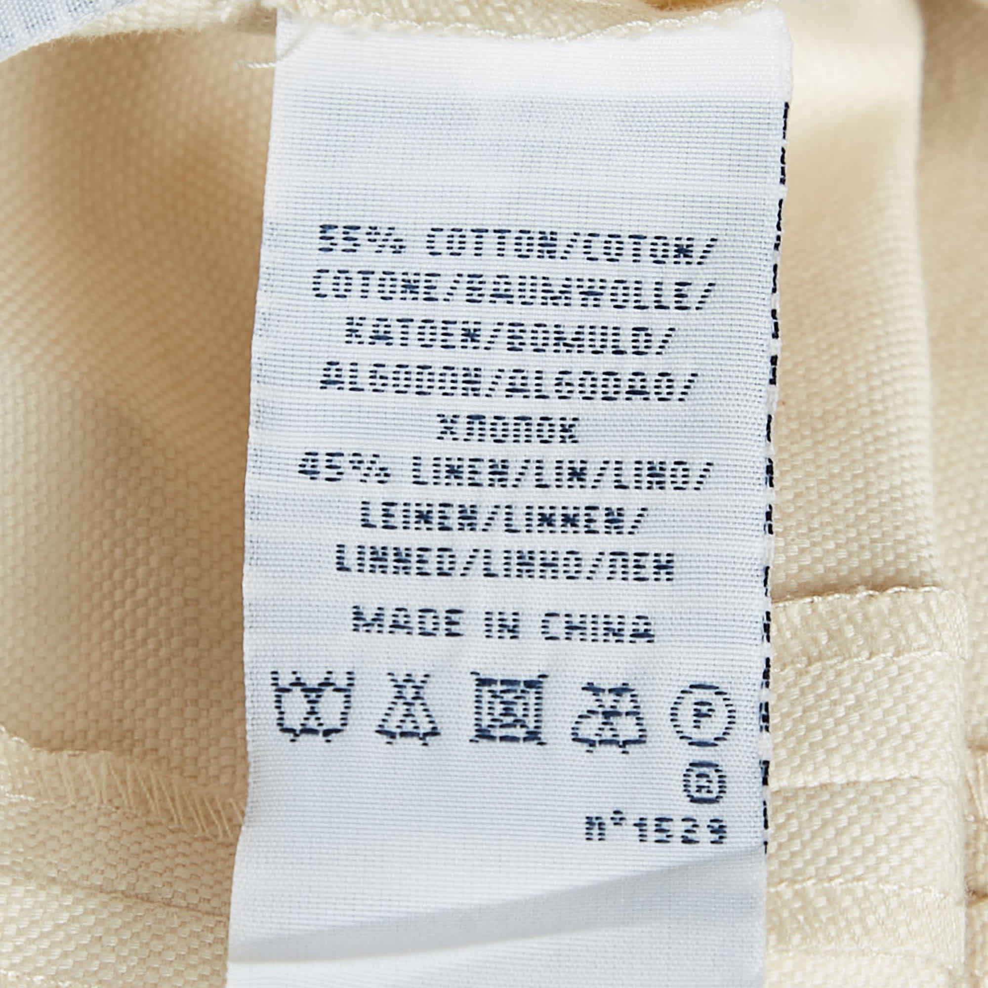Ralph Lauren Beige Canvas And Leather Trim Mid Length Skirt