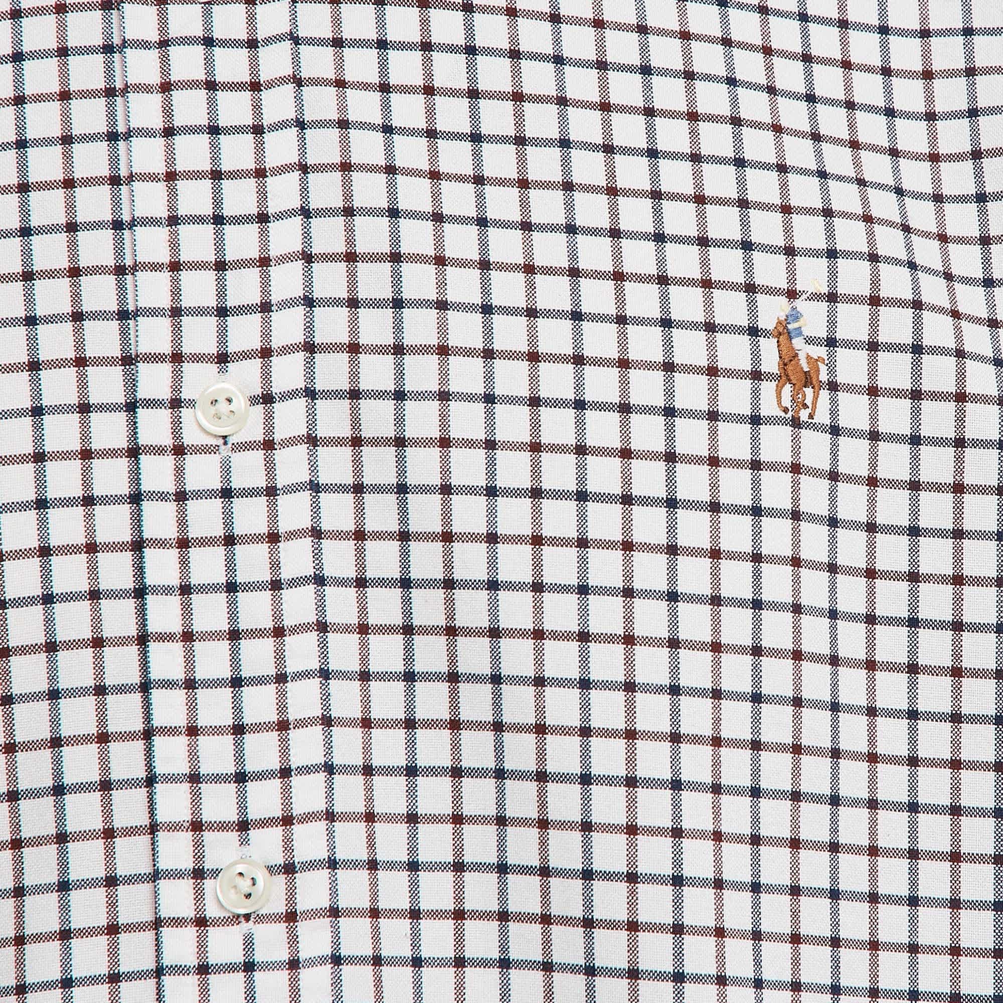 Ralph Lauren White/blue Checks Cotton Custom Fit Shirt