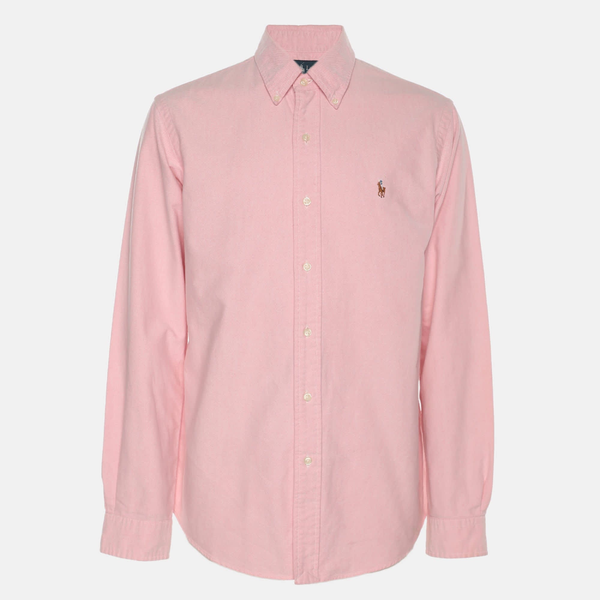 Ralph Lauren Pink Cotton Long Sleeve Custom Fit Shirt