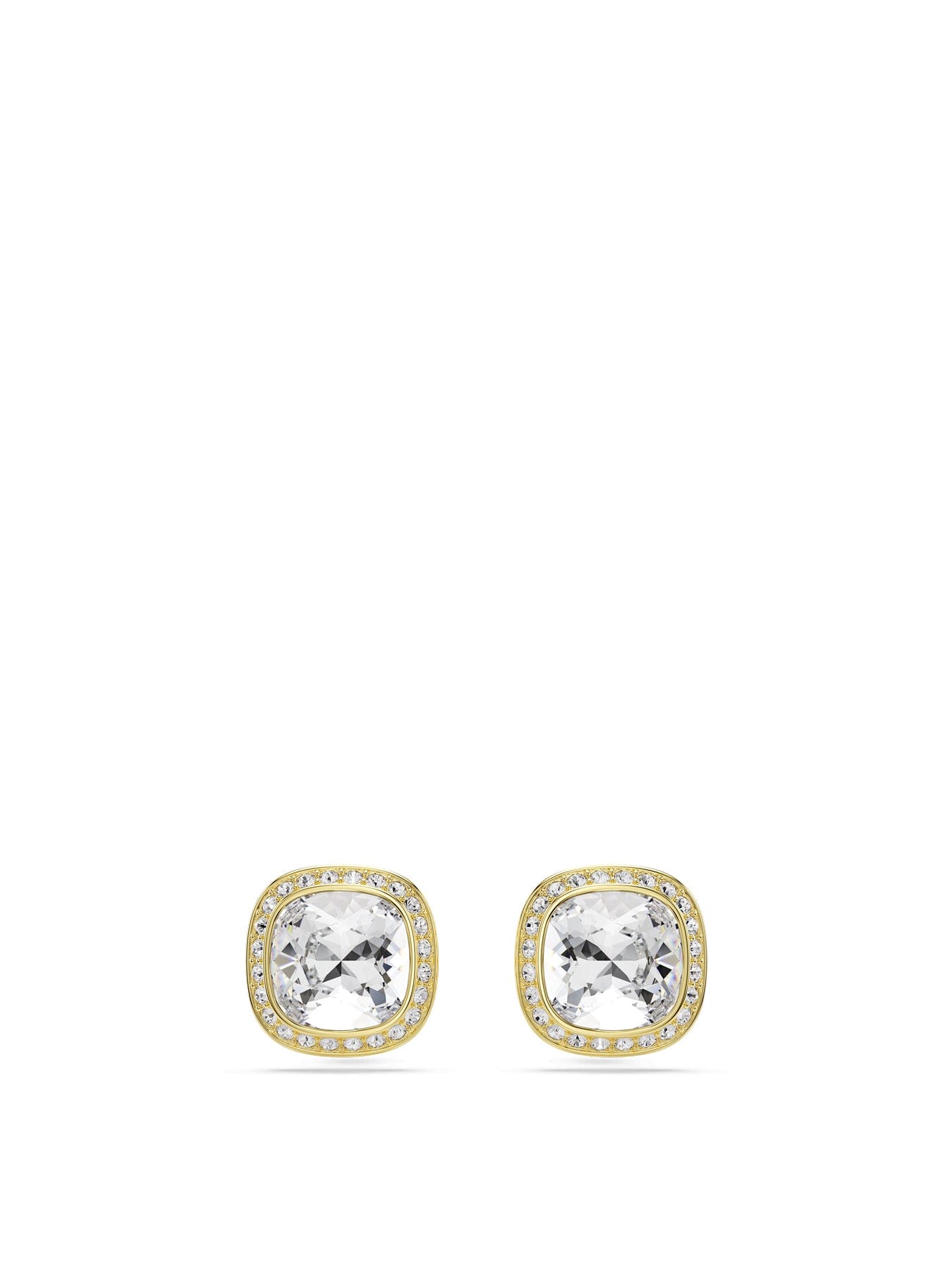 Swarovski Una Cushion Stud Earrings Gold