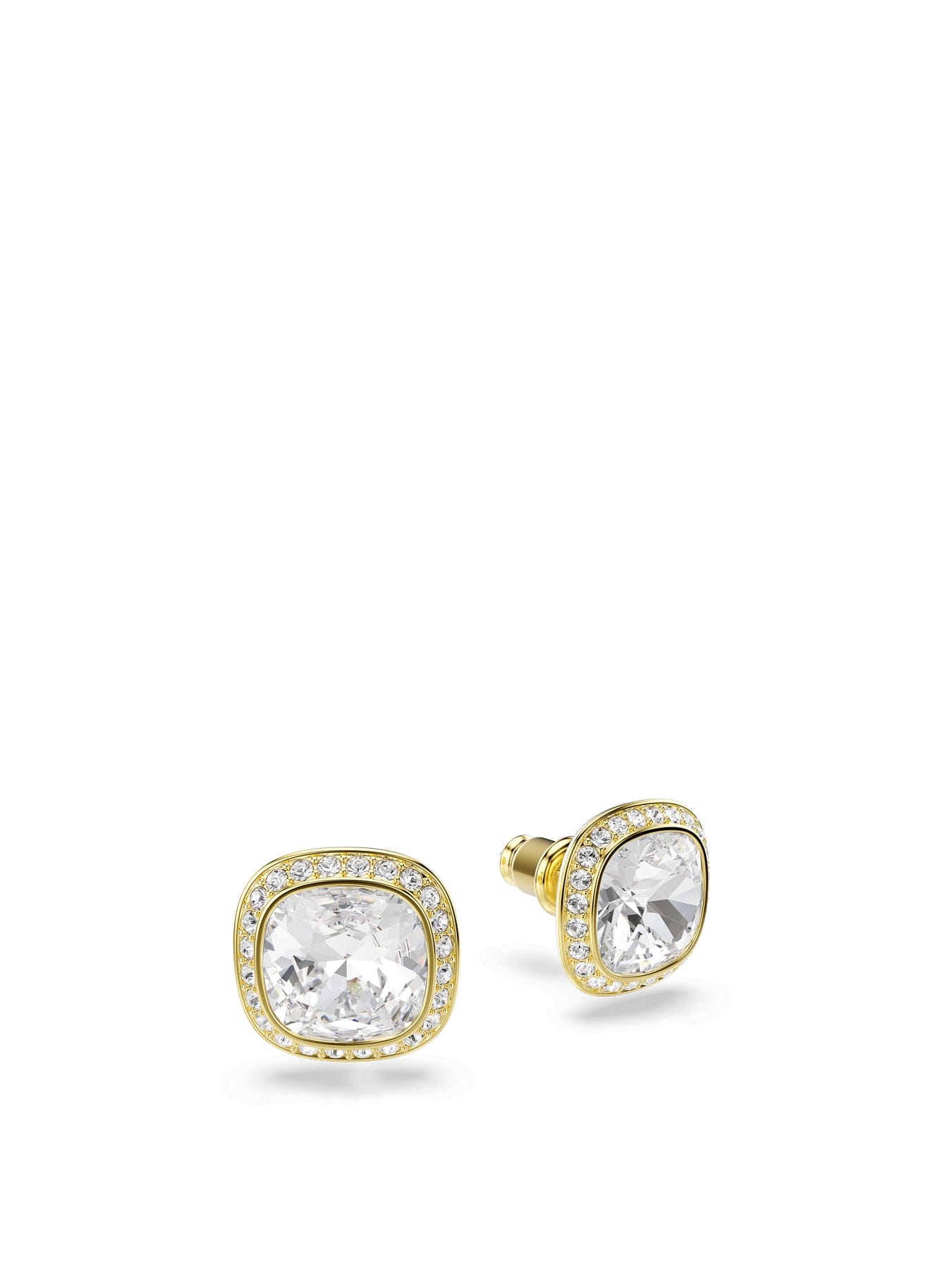 Swarovski Una Cushion Stud Earrings Gold