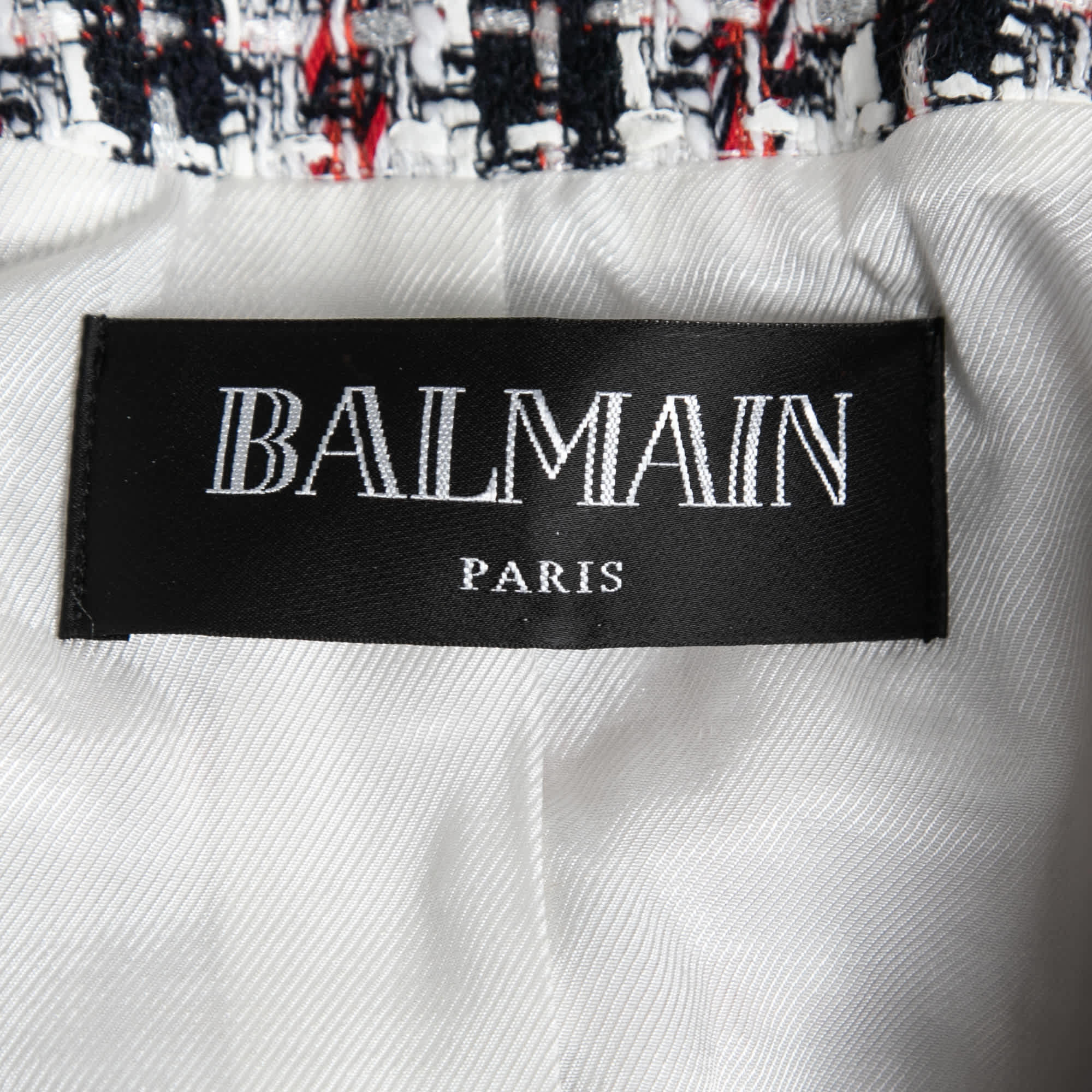 Balmain Black & Red Tweed Button Embellished Jacket M