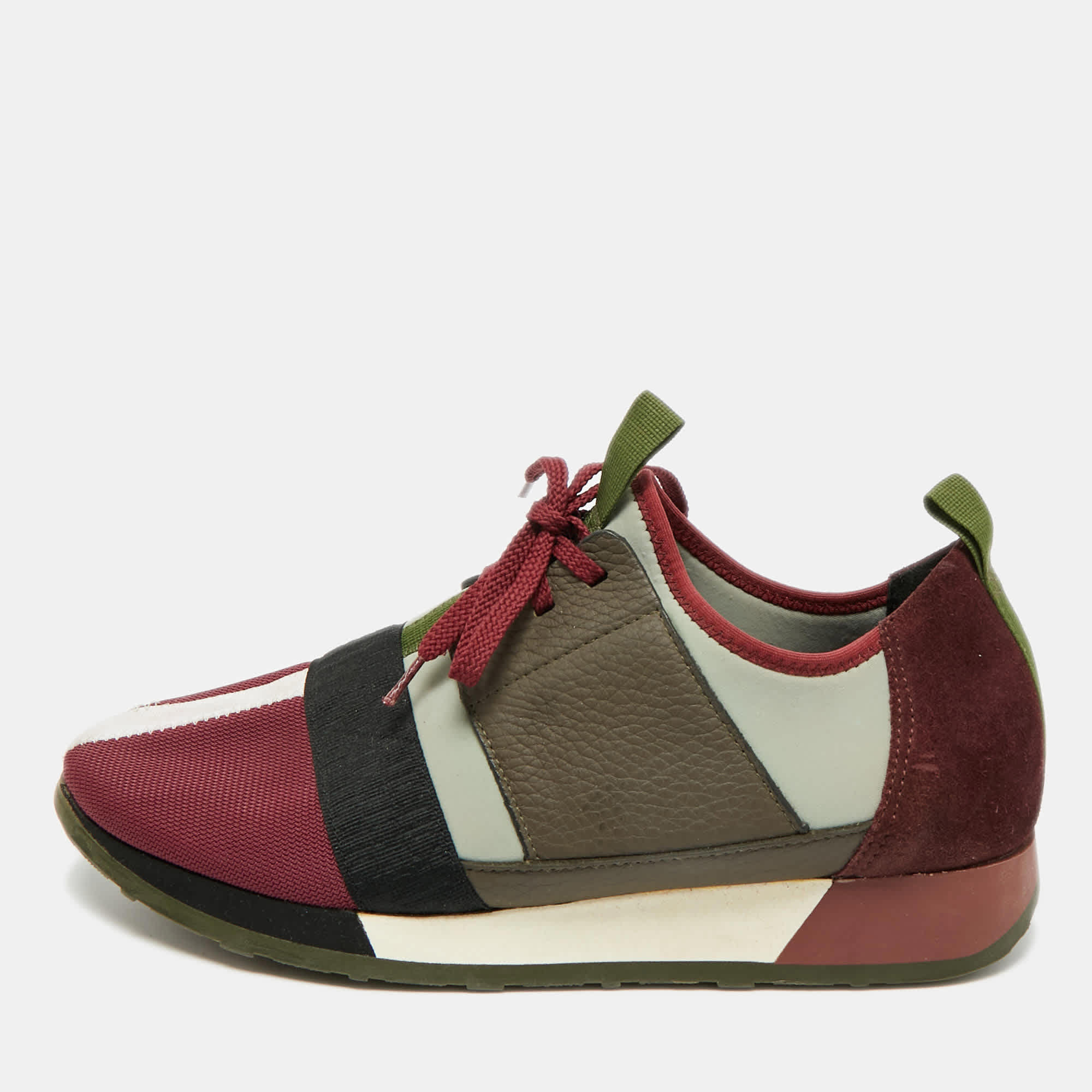Knit Size 40 Multicolor Knit Fabric And Leather Low Top Sneakers