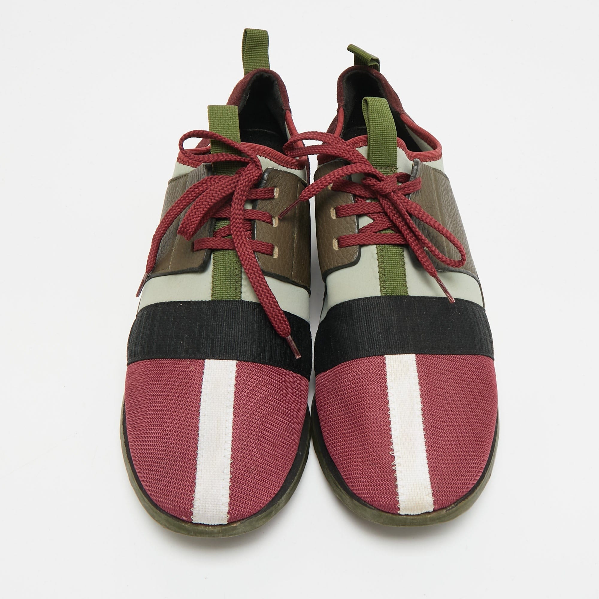 Knit Size 40 Multicolor Knit Fabric And Leather Low Top Sneakers