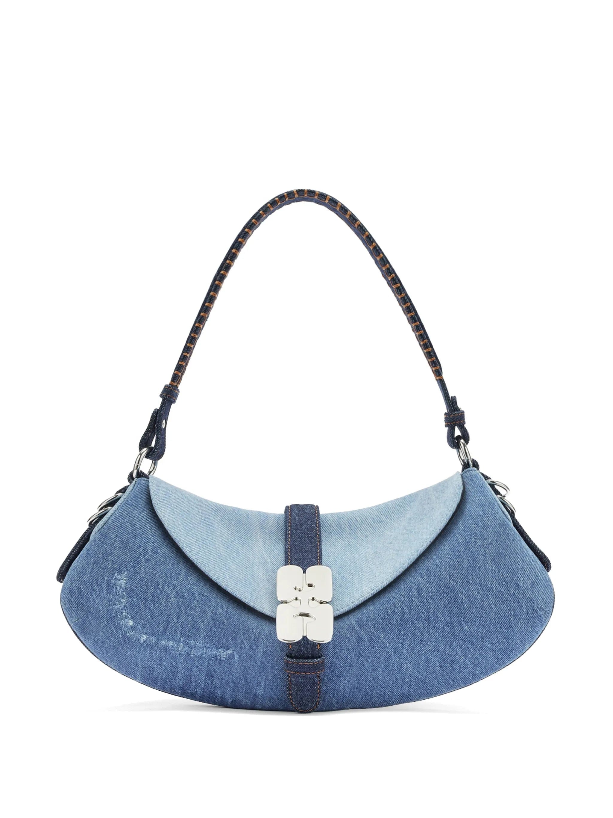 GANNI B - Kat logo - plaque denim tote bag