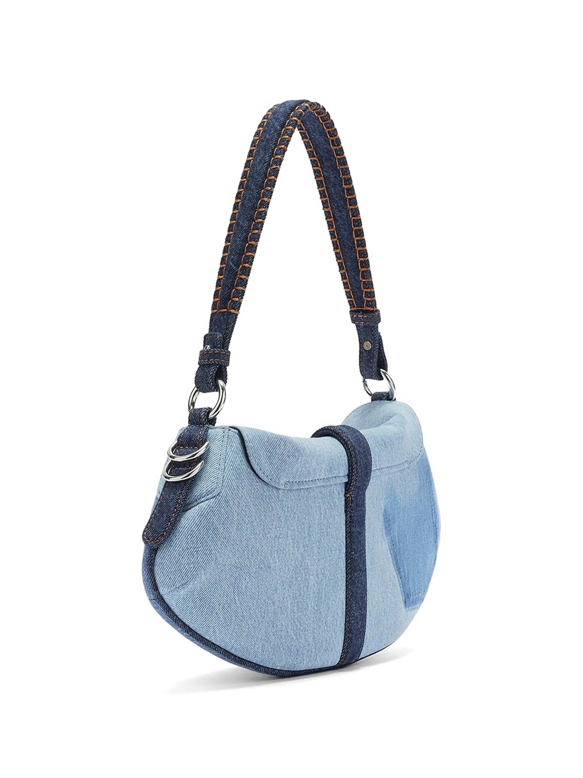 GANNI B - Kat logo - plaque denim tote bag