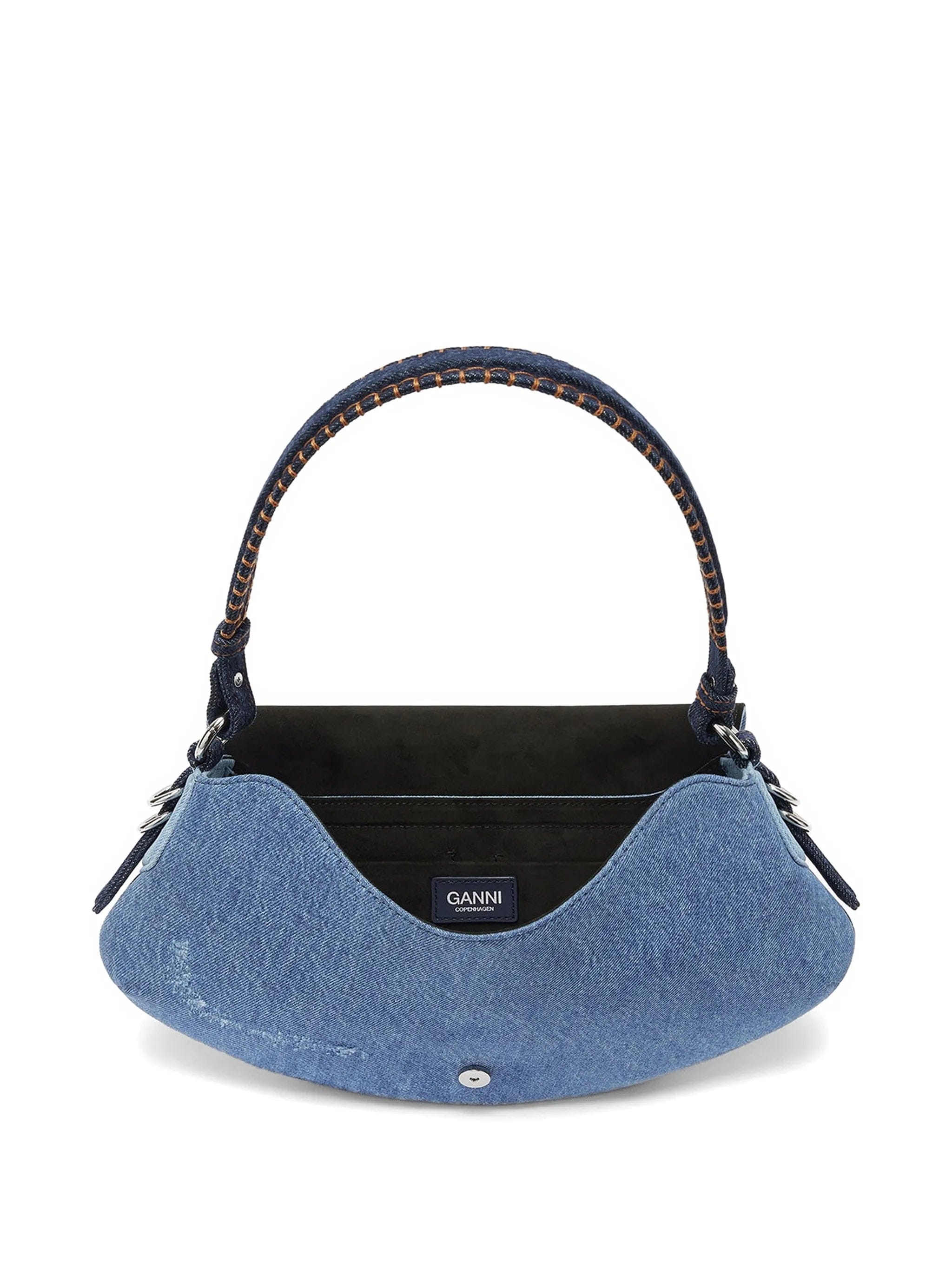 GANNI B - Kat logo - plaque denim tote bag