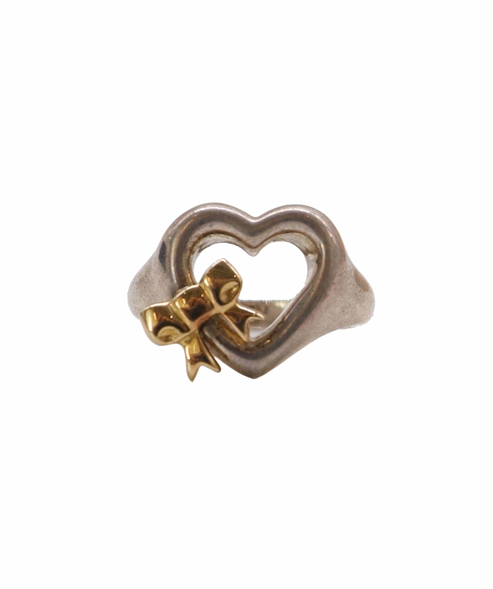 Tiffany & Co Heart Ribbon Ring 1990 Silver & Gold 925 109559