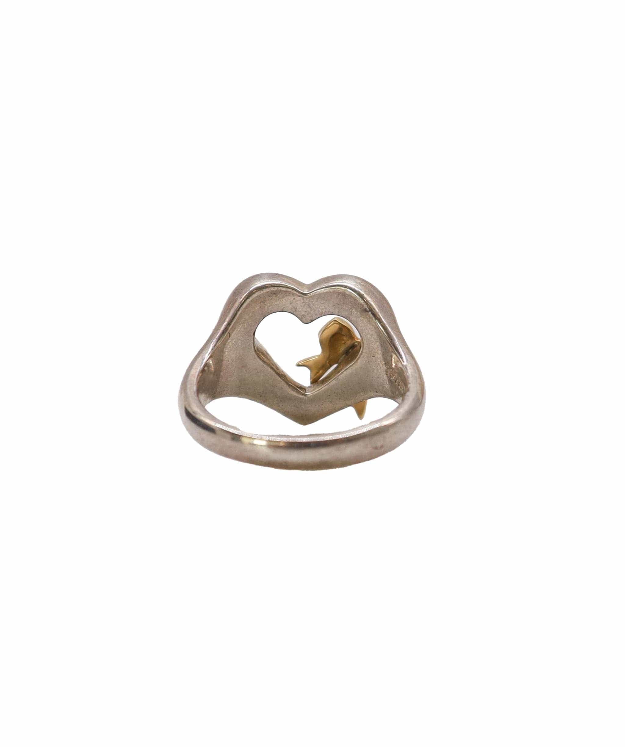 Tiffany & Co Heart Ribbon Ring 1990 Silver & Gold 925 109559