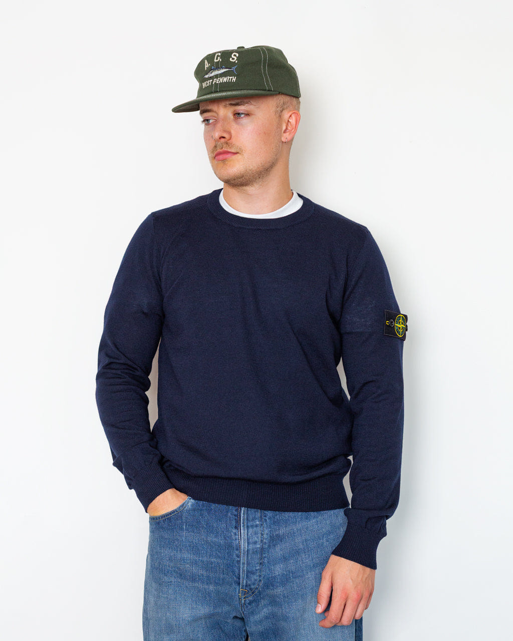Stone Island Merino Crewneck - Navy Blue V0020