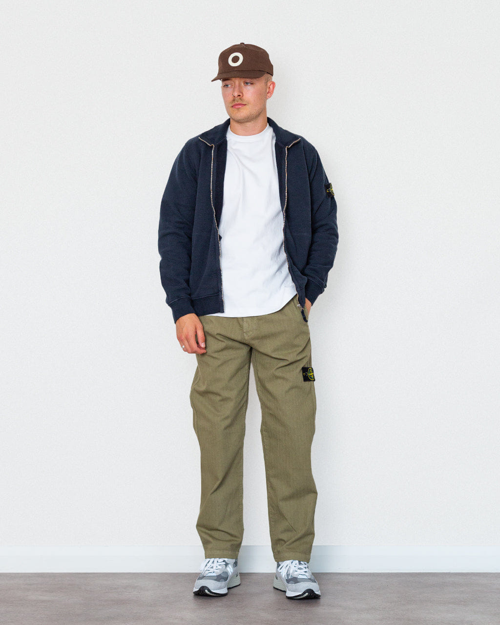 Stone Island Herringbone Trouser - Military Green V005G