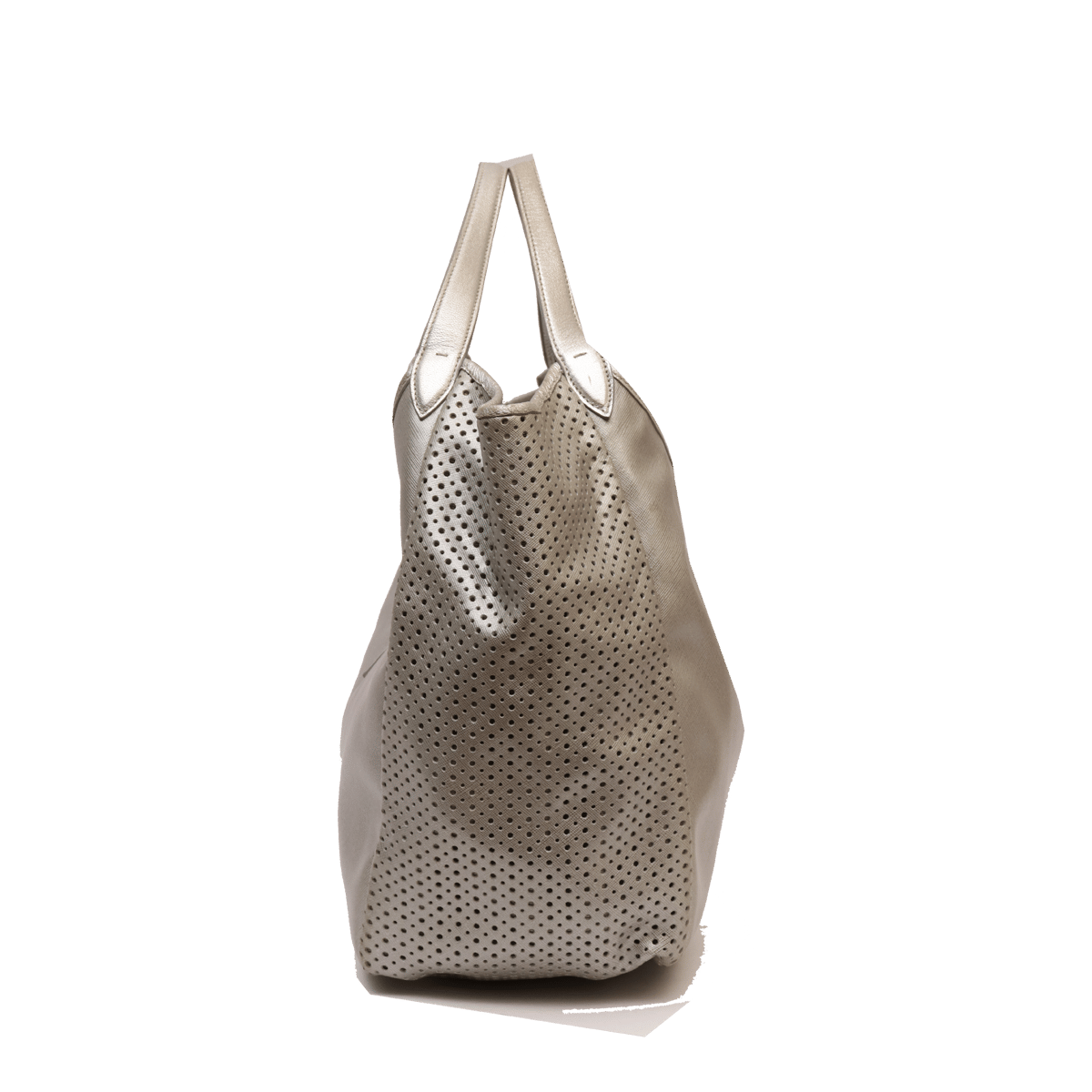 Salvatore Ferragamo SILVER LEATHER PERFORATED HOBO BAG