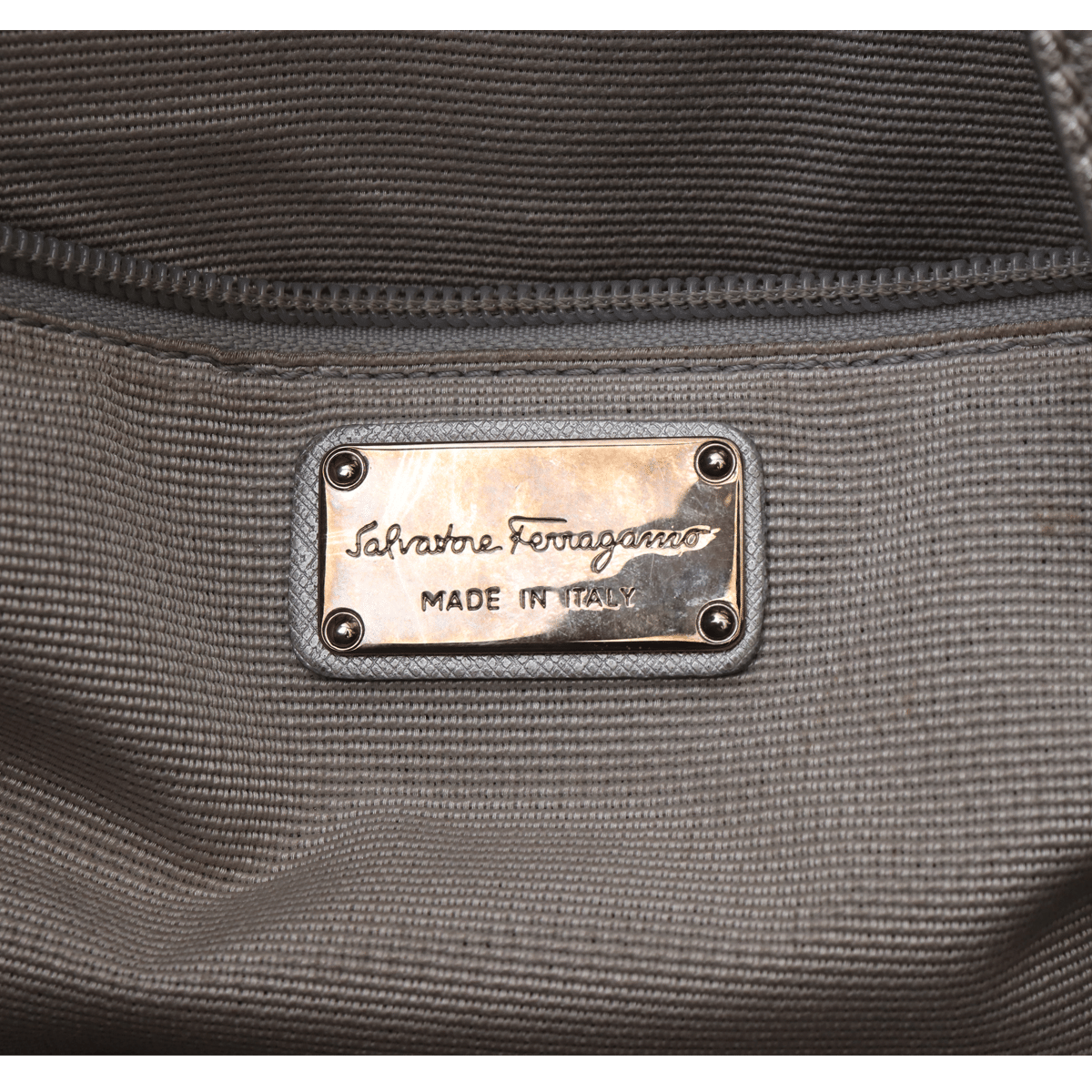 Salvatore Ferragamo SILVER LEATHER PERFORATED HOBO BAG