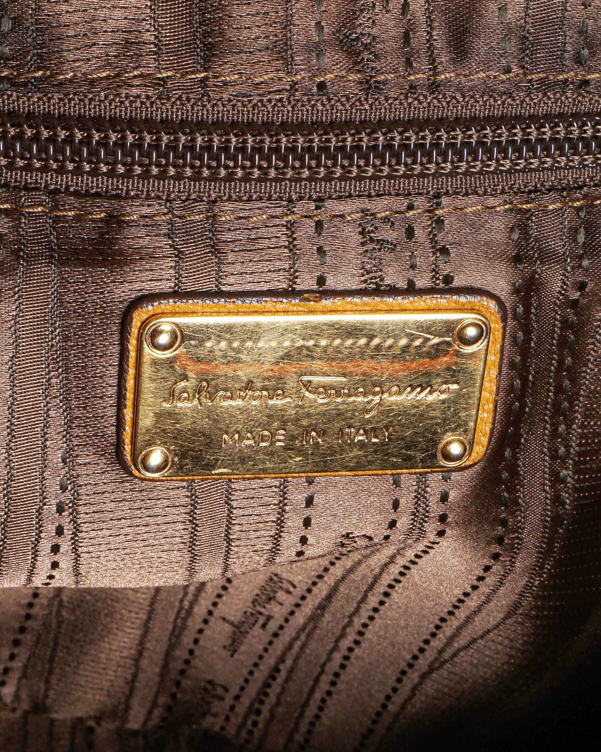 Salvatore Ferragamo Mustard Yellow Pebbled Leather Marisa Hobo Bag