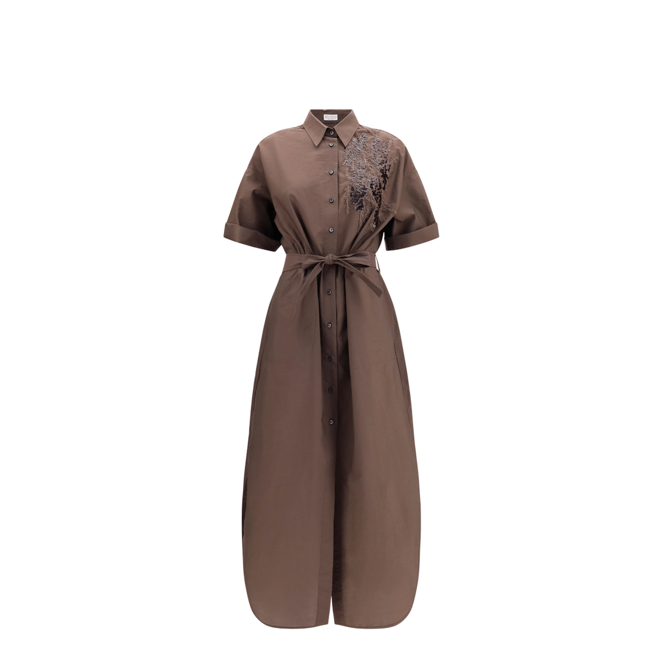 Brunello Cucinelli Sequined Shirt Dress With Belt