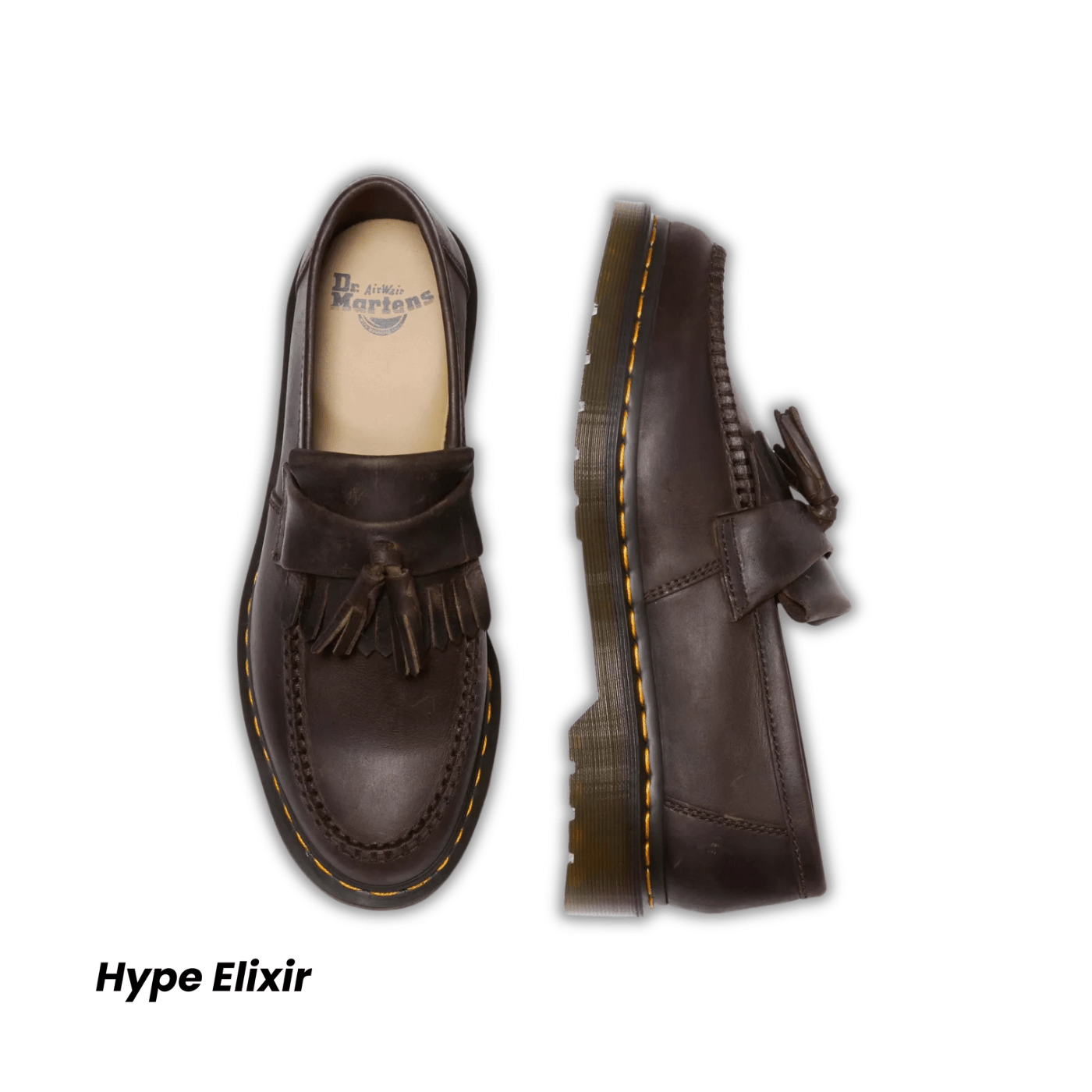 Dr Martens Adrian Crazy Horse Leather Tassel Loafers Dark Brown