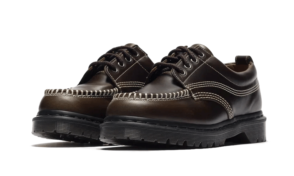 Dr. Martens Lowell 4 Eye Shoe DMs Olive Wild Grain