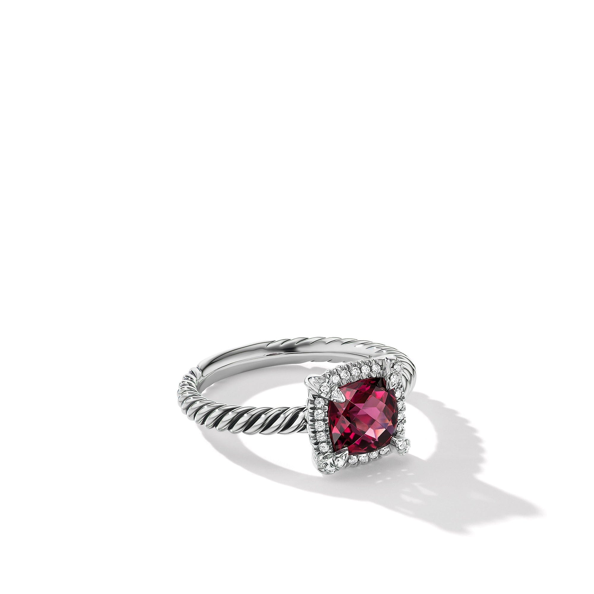 David Yurman Petite Chatelaine Pave Bezel Ring with Rhodolite Garnet and Diamonds - R14202DSSARGDI65