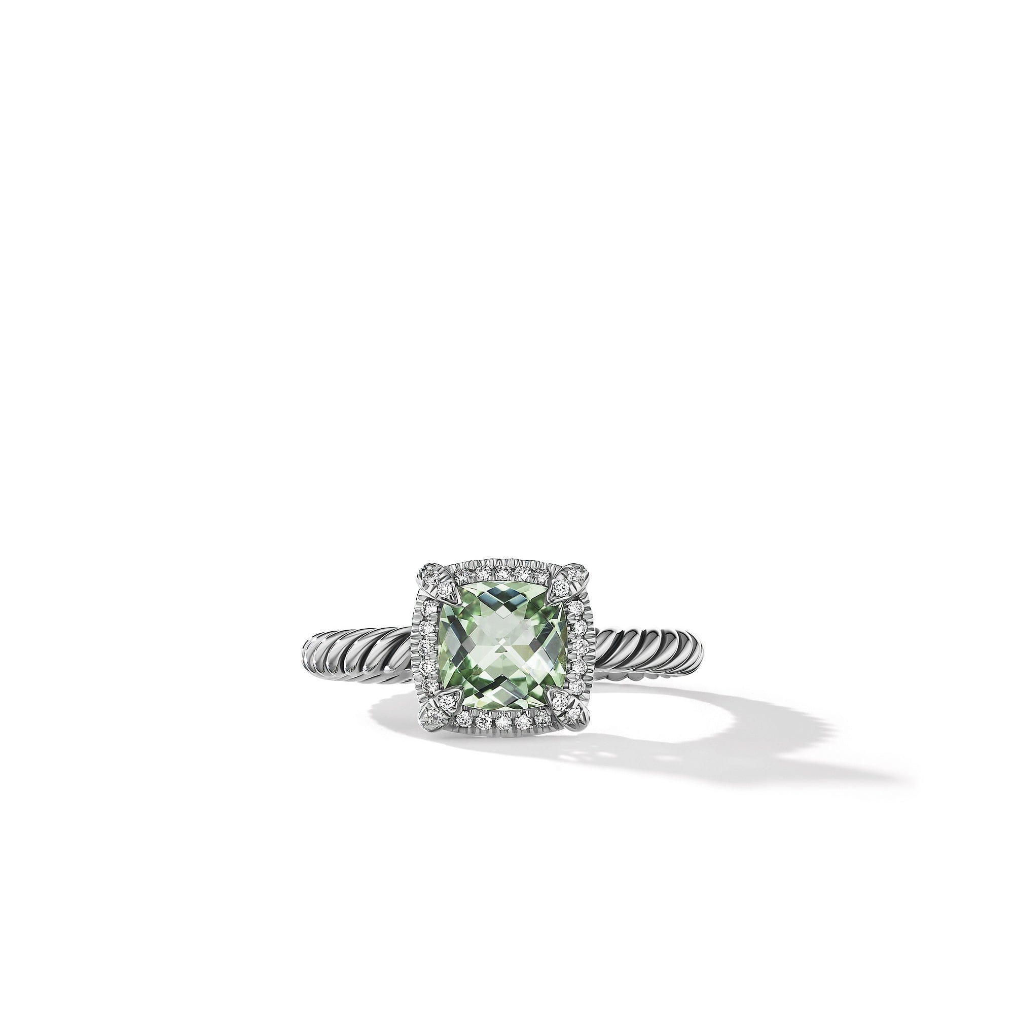 David Yurman Petite Chatelaine Pave Bezel Ring with Prasiolite and Diamonds - R14202DSSAPLDI7
