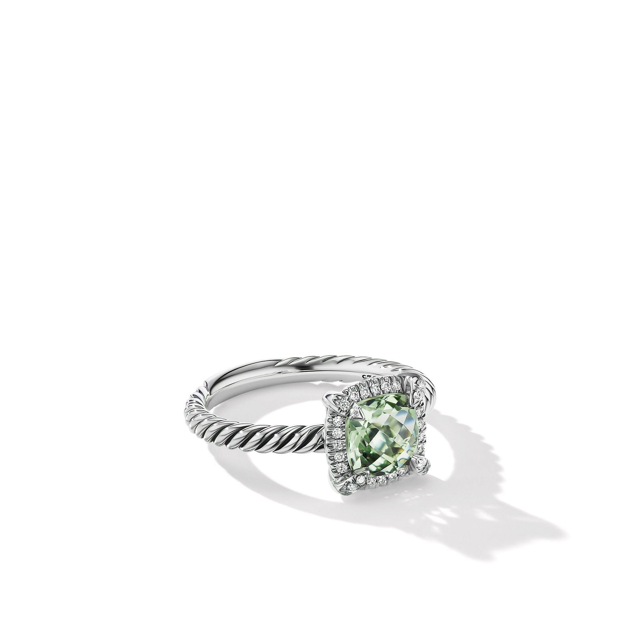 David Yurman Petite Chatelaine Pave Bezel Ring with Prasiolite and Diamonds - R14202DSSAPLDI7