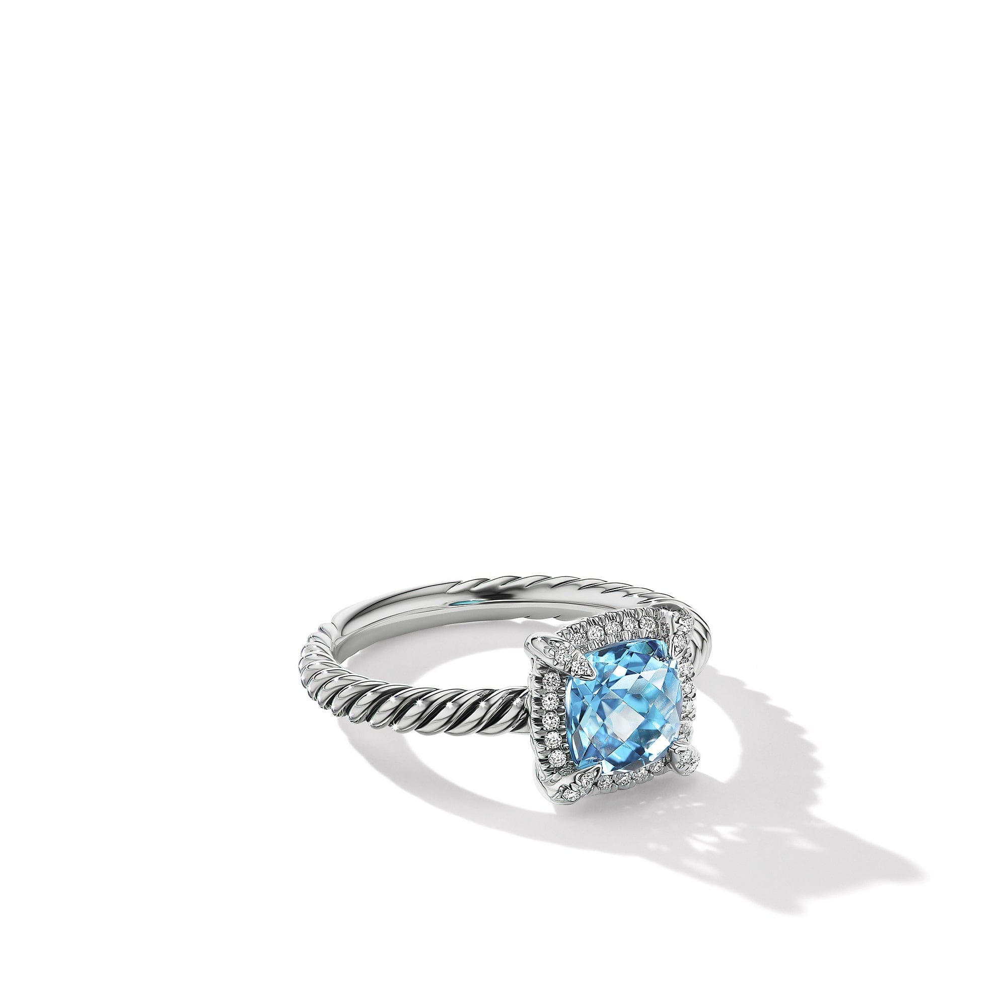David Yurman Petite Chatelaine Pave Bezel Ring with Blue Topaz and Diamonds - R14202DSSABTDI65
