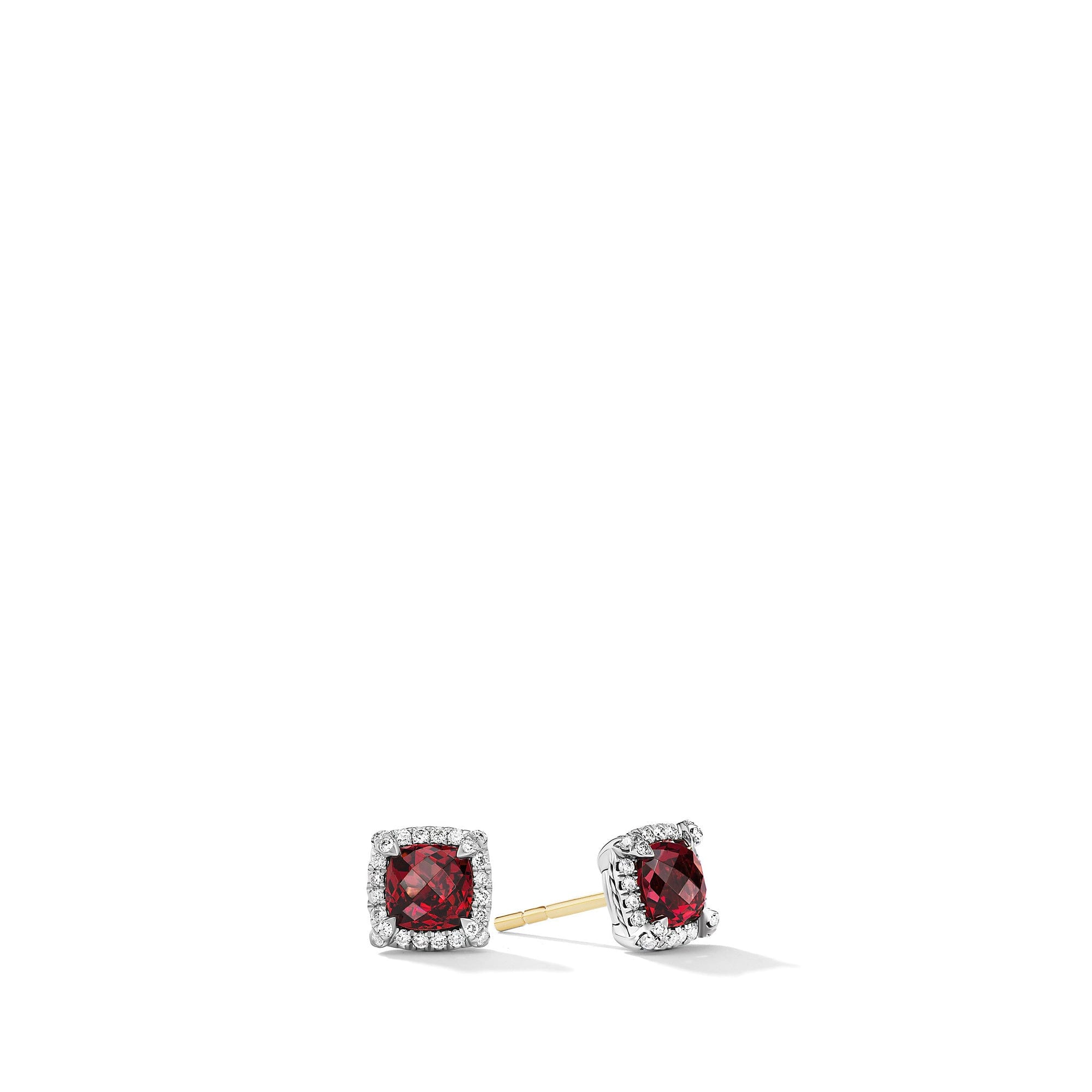 David Yurman Petite Chatelaine Pave Bezel Stud Earrings with Rhodolite Garnet and Diamonds - E14986DSSARGDI
