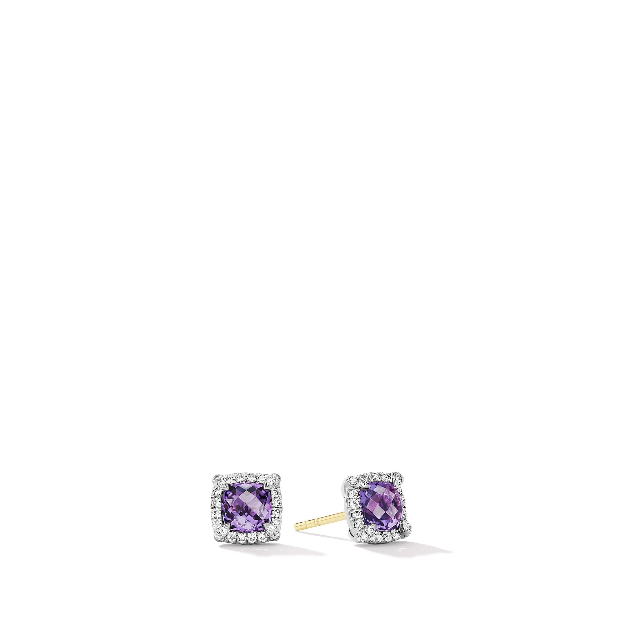 David Yurman Petite Chatelaine Pave Bezel Stud Earrings with Amethyst and Diamonds - E14986DSSAAMDI