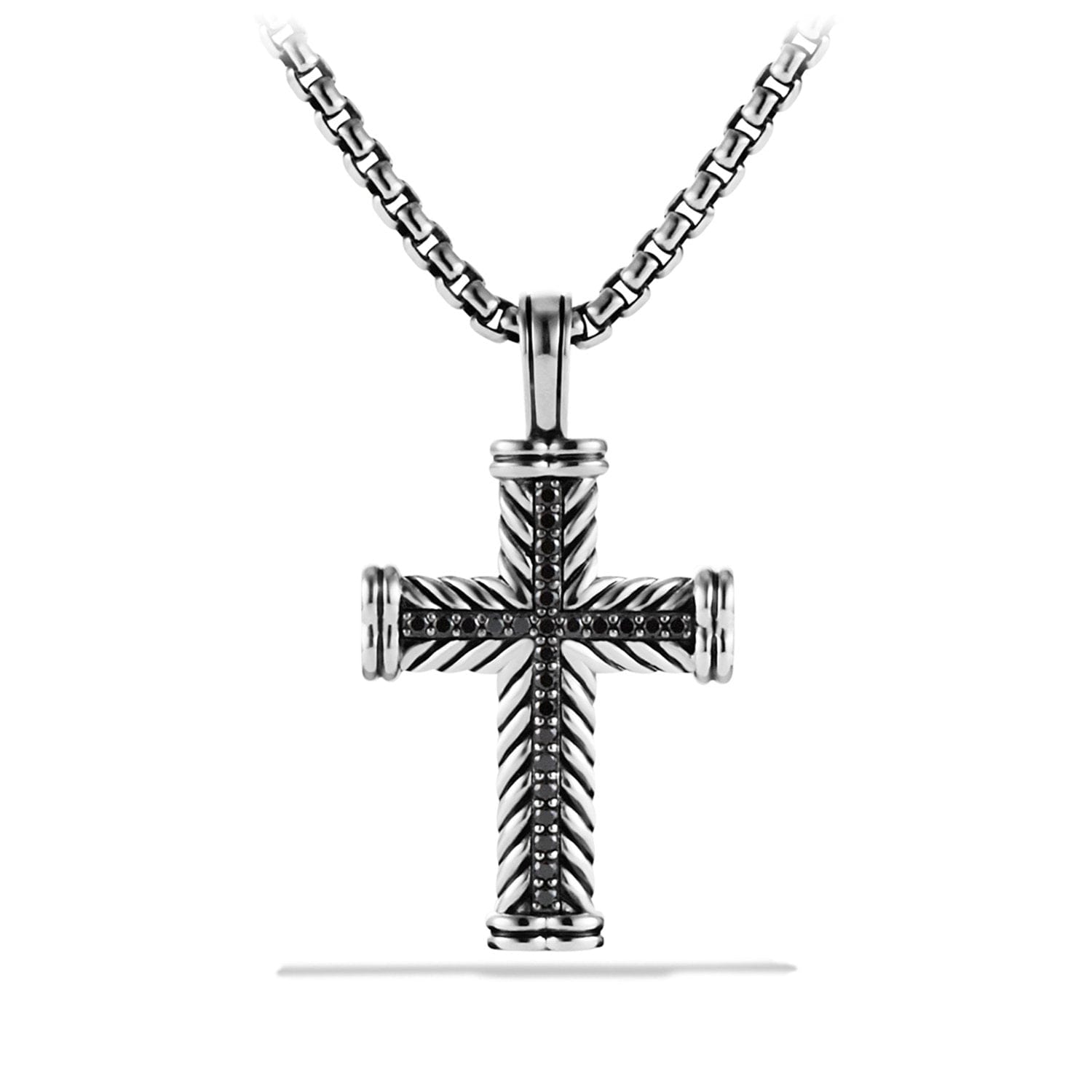 David Yurman Chevron Cross with Black Diamonds - D05034MSSABD